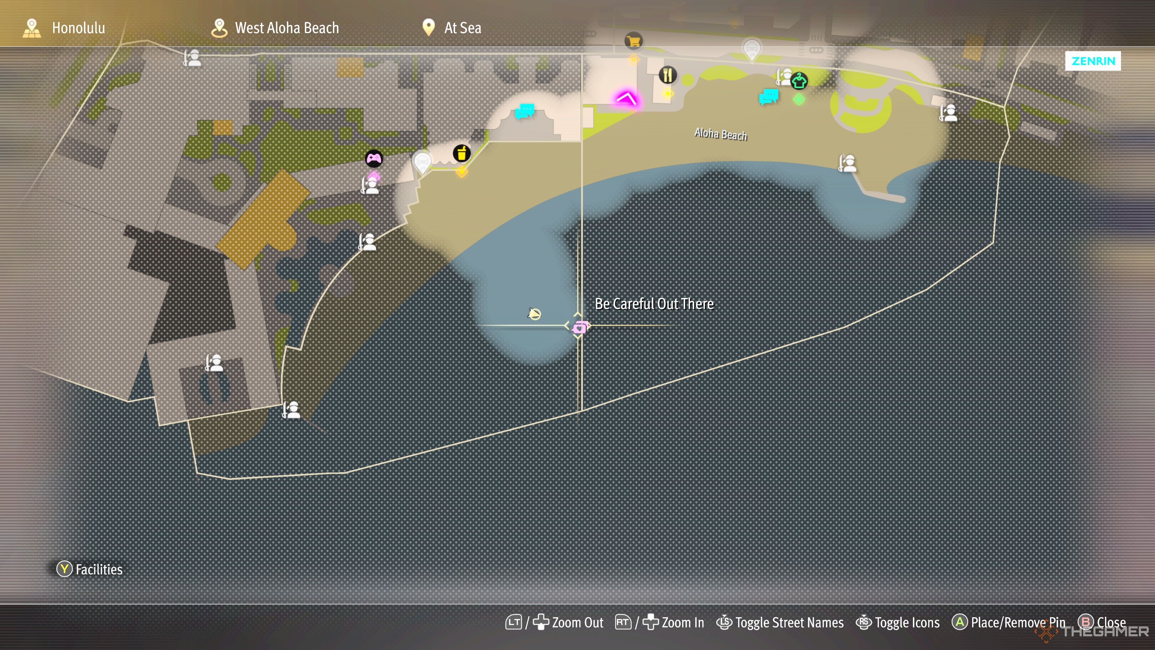 Noah Bond Chat Be Careful Out There map in Like A Dragon: Pirate Yakuza In Hawaii.