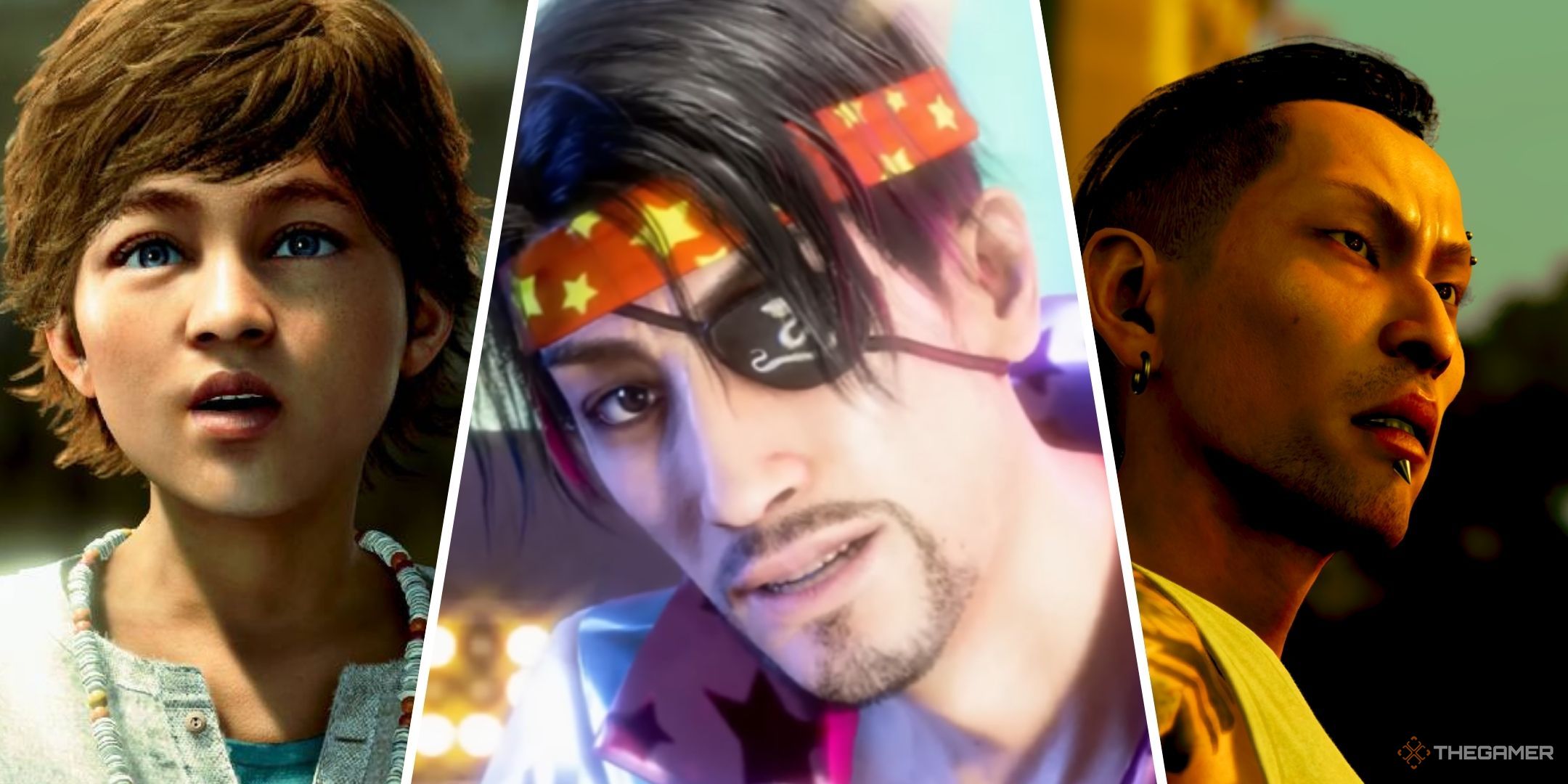 Like A Dragon Pirate Yakuza In Hawaii collage with Noah Rich, Majima, and Minami.