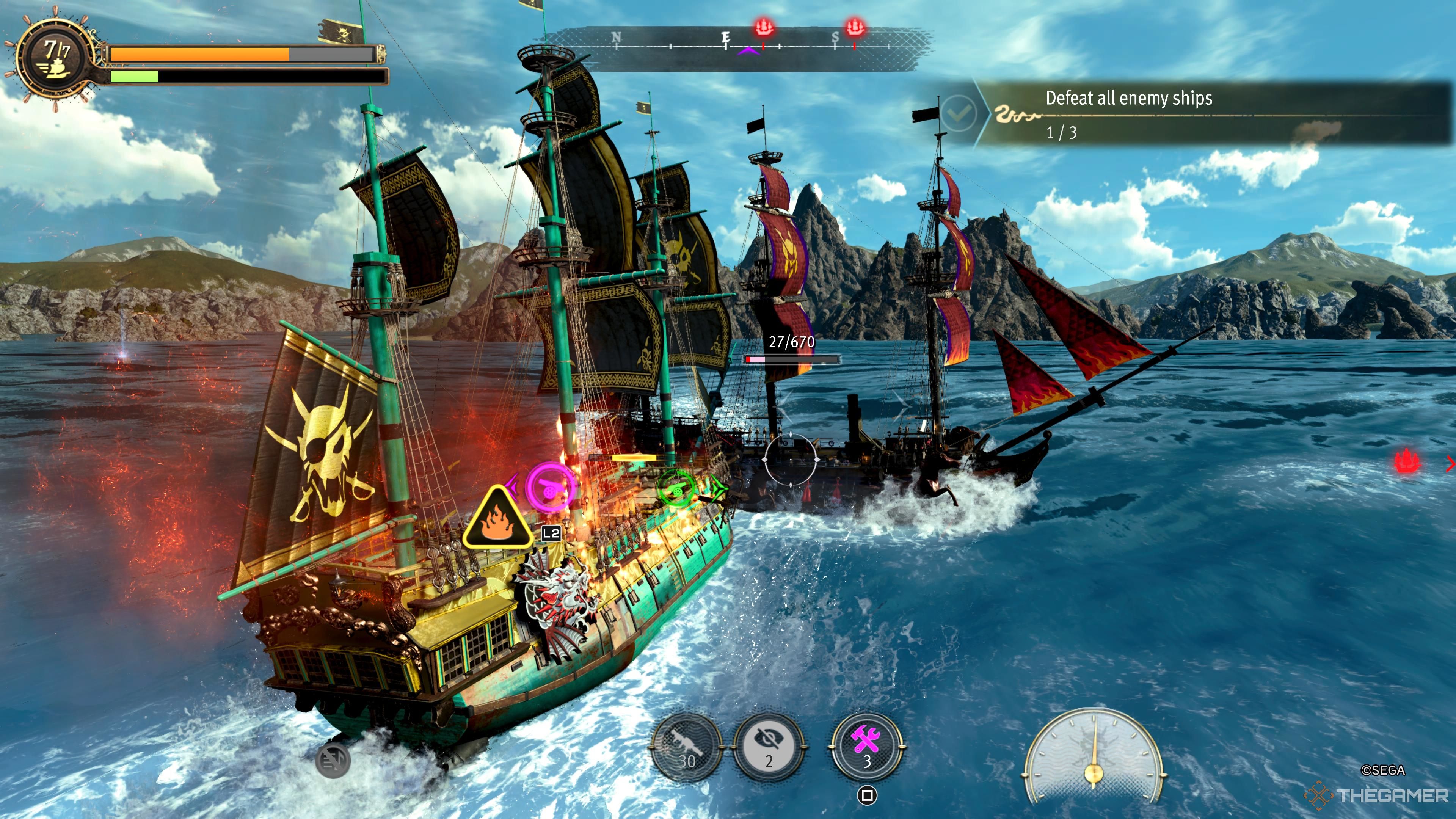 Like A Dragon Pirate Yakuza in Hawaii. Ship Combat. Ramming an enemy ship while on fire.