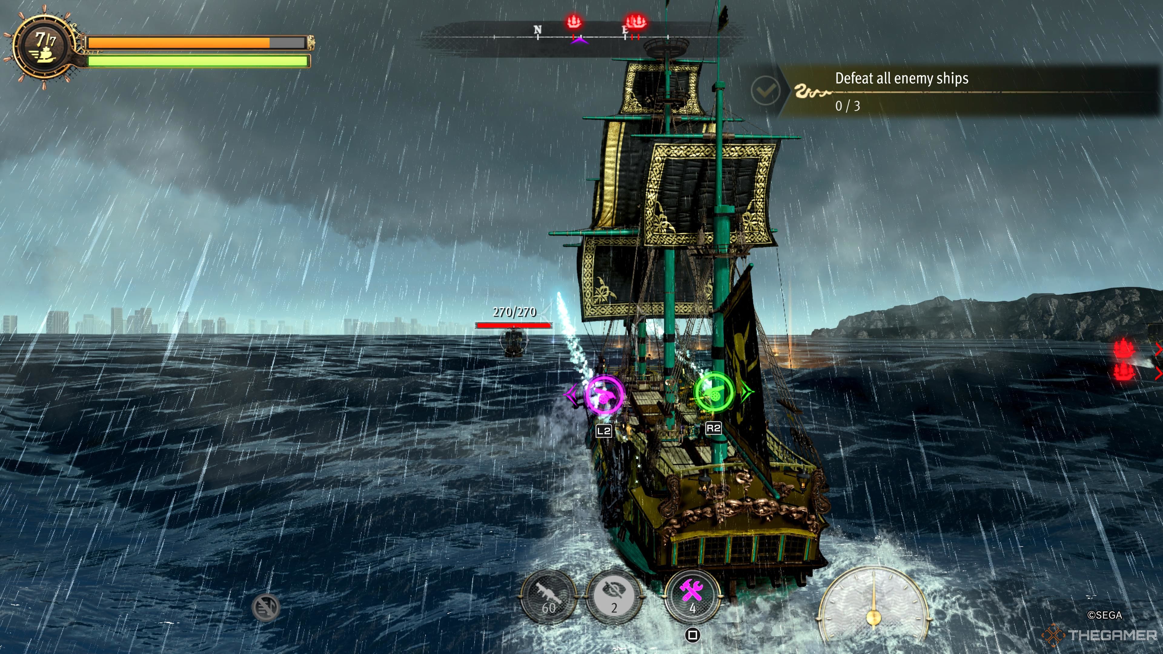 Like A Dragon Pirate Yakuza in Hawaii. Ship Combat. Ship combat on choppy water.