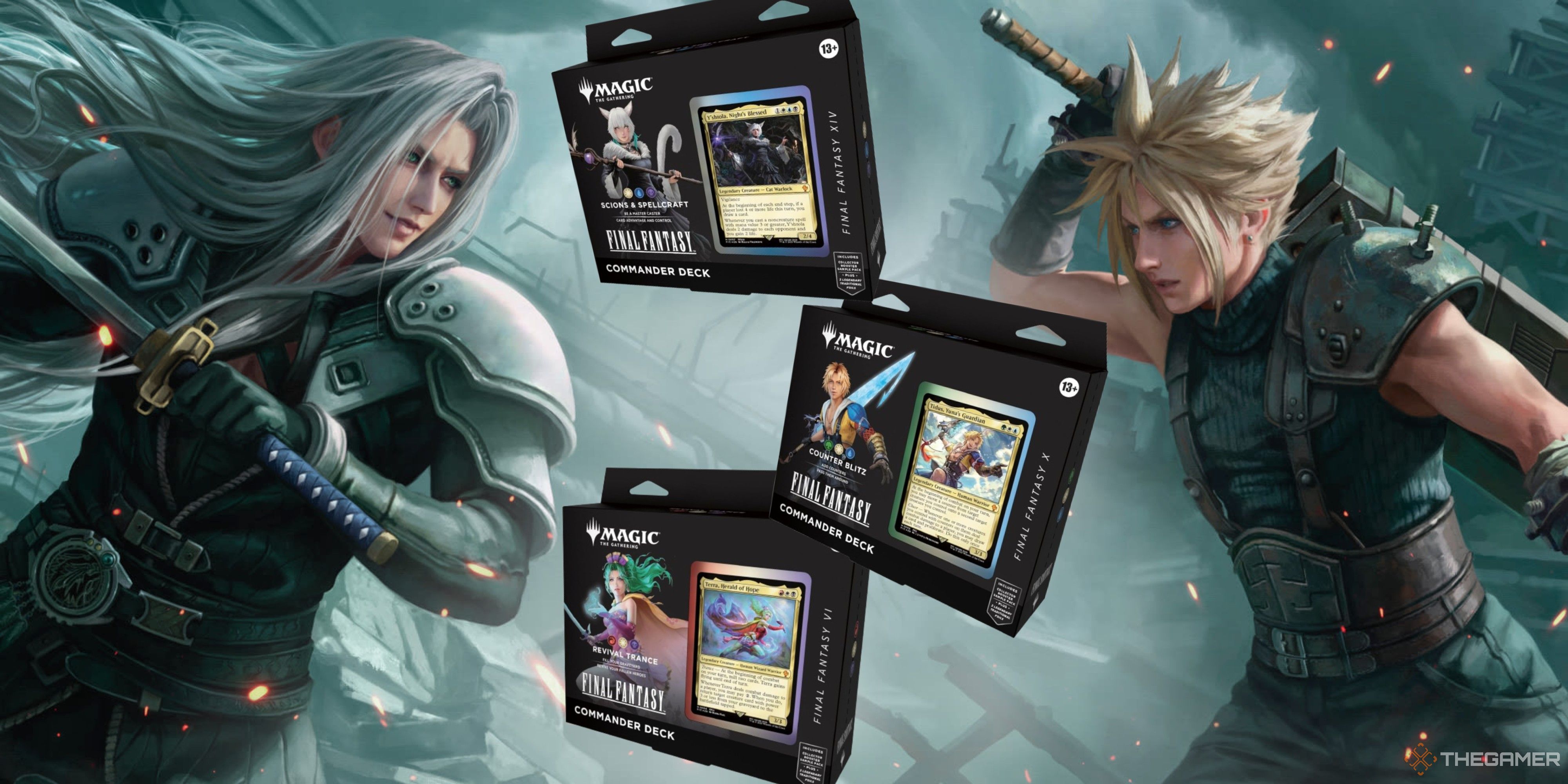 magic the gathering final fantasy commander decks between cloud and sephiroth.