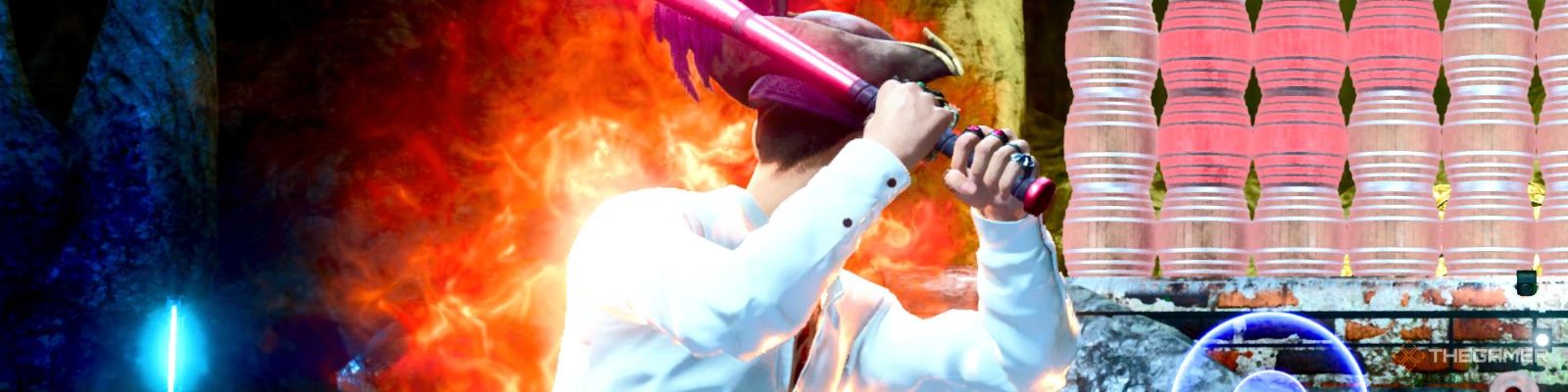 Majima in a batters stance banner image.