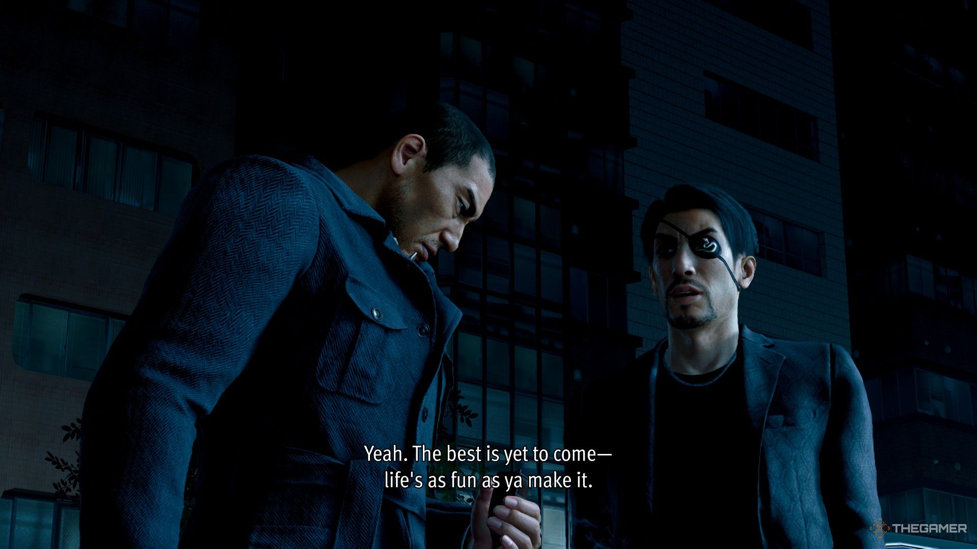 Majima is talking to Saejima in Like A Dragon Pirate Yakuza In Hawaii.