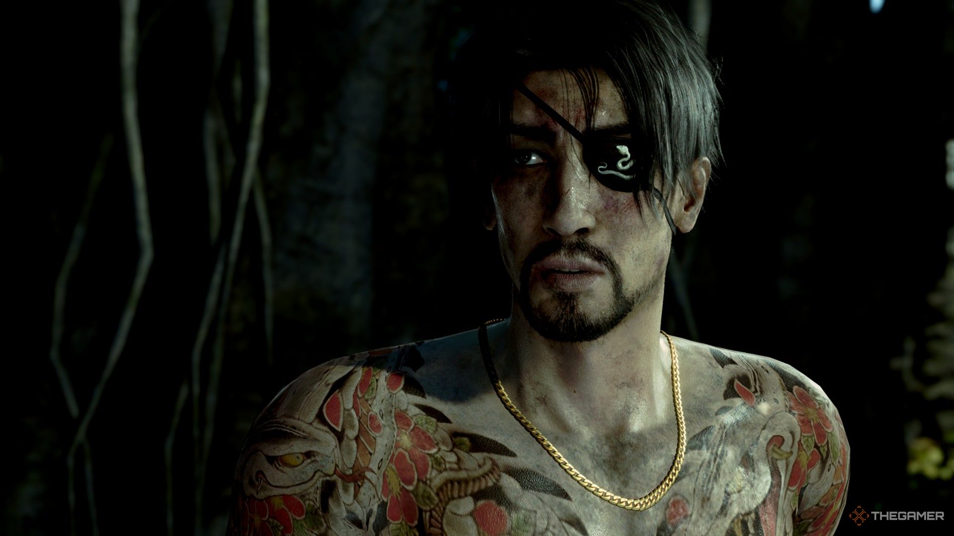 Majima looking afraid in Like a Dragon Pirate Yakuza in Hawaii.