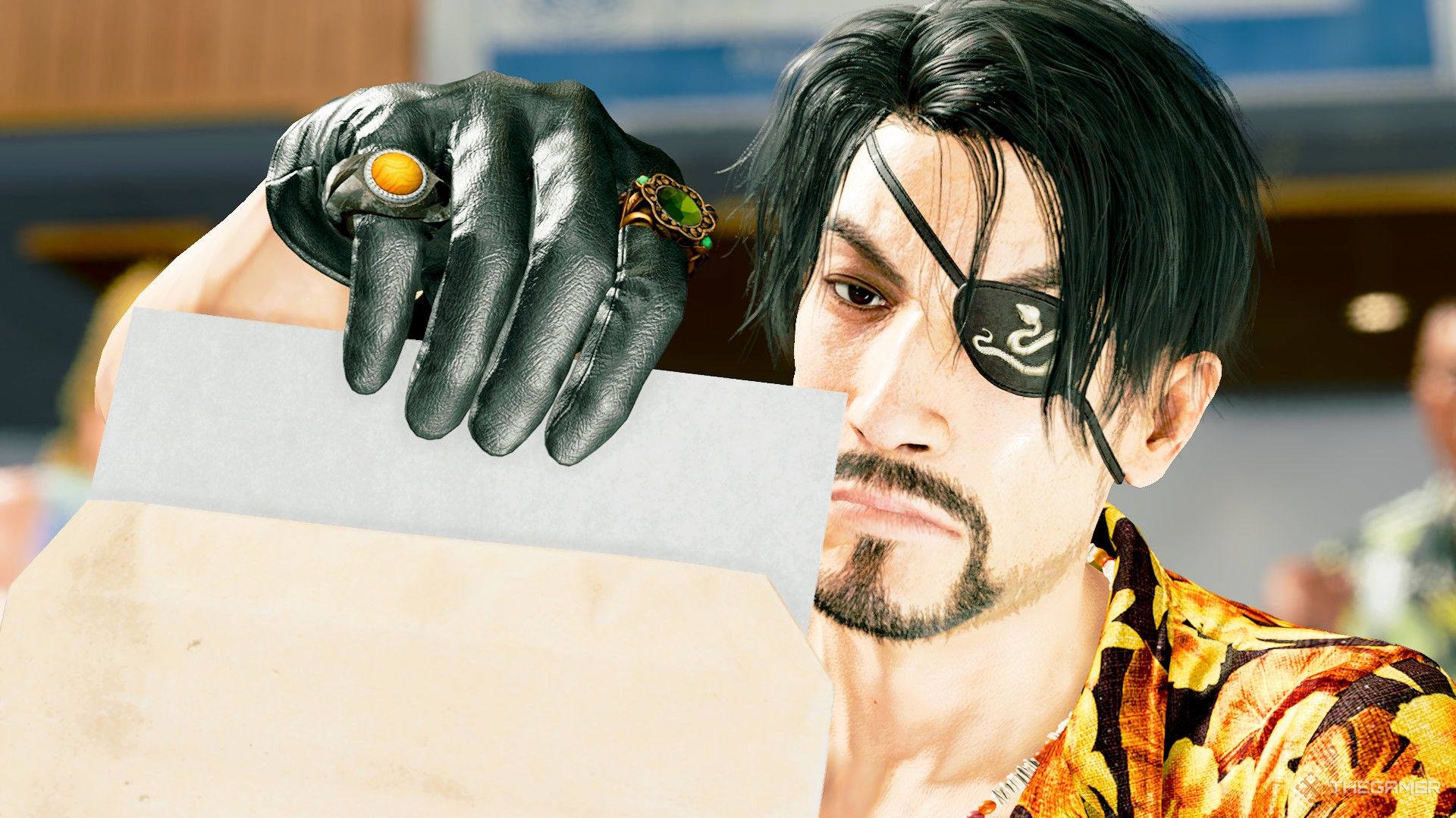 Majima looking at his results in Ounabara Vocational School in Like a Dragon Pirate Yakuza in Hawaii.