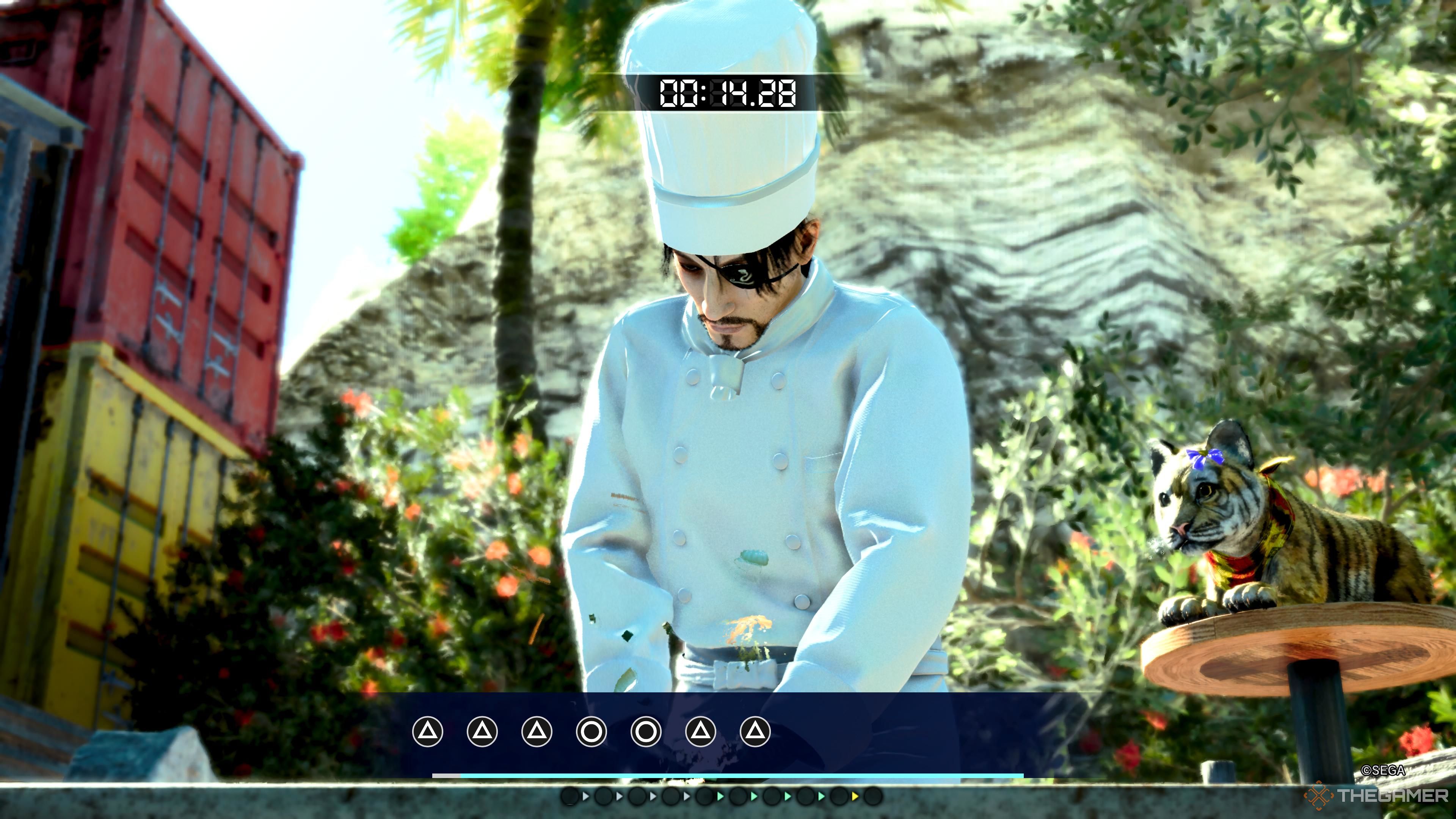 Majima preparing ingredients in Goro Goro Kitchen.