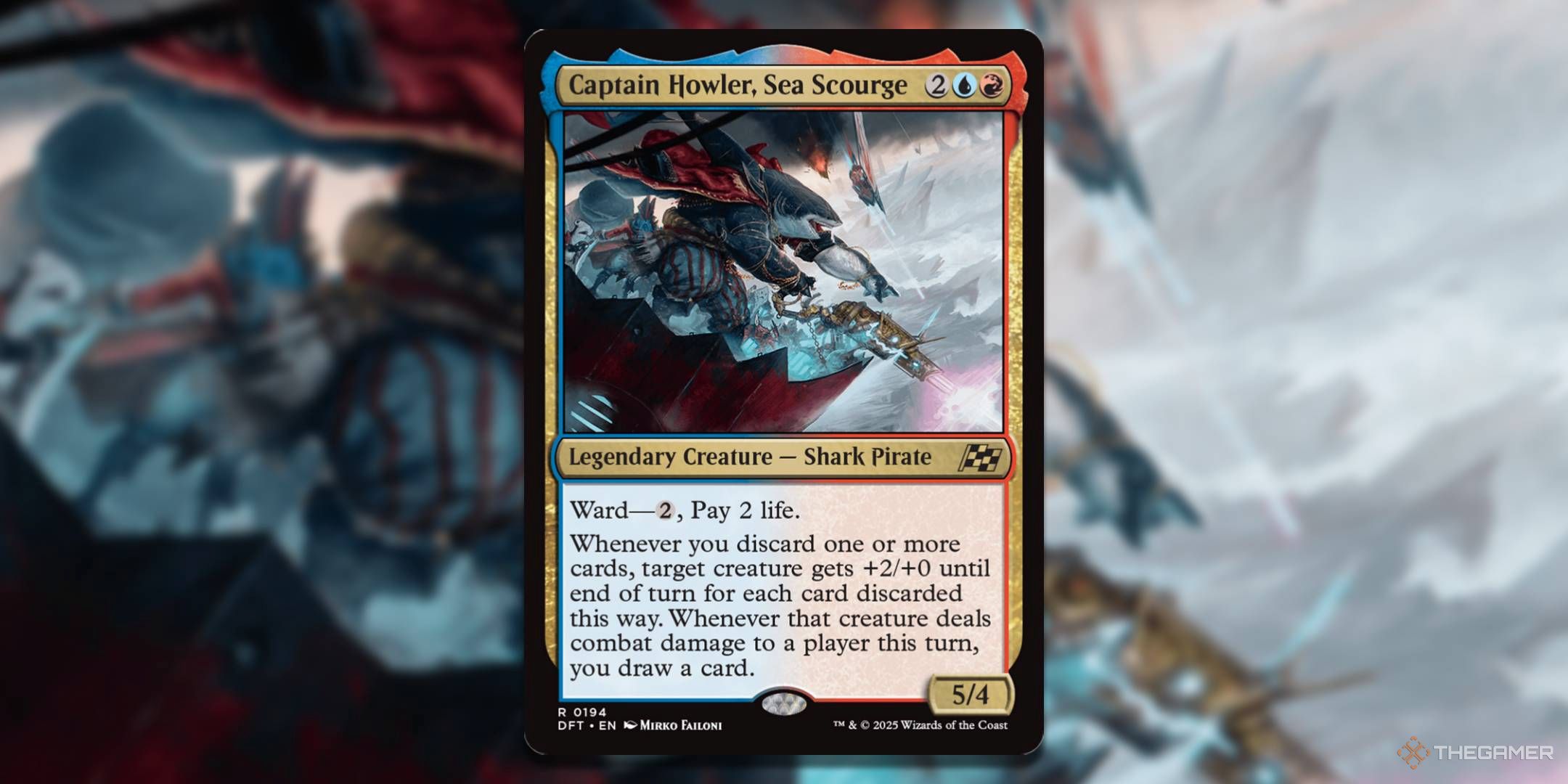 MTG Captain Howler, Sea Scourge card with the art in the background.