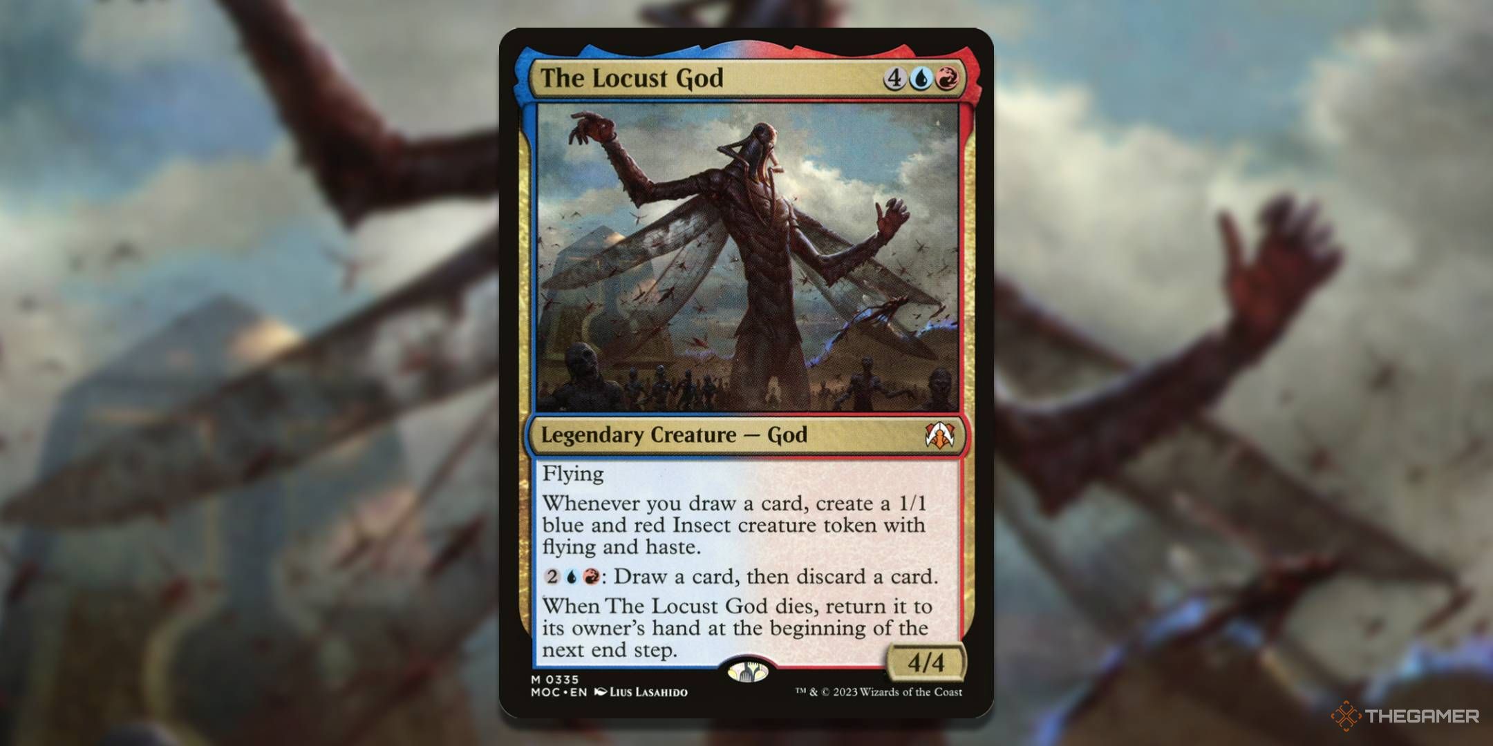 MTG The Locus God card with the art in the background.