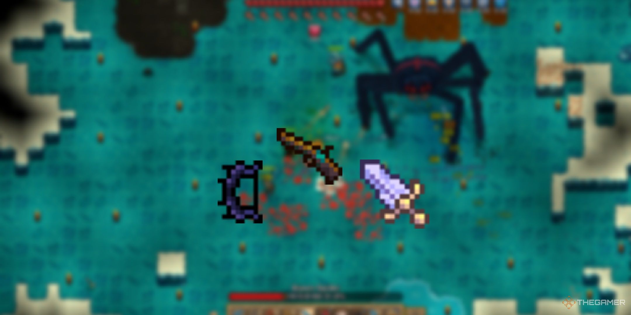 Three weapons that feature in Necesse.