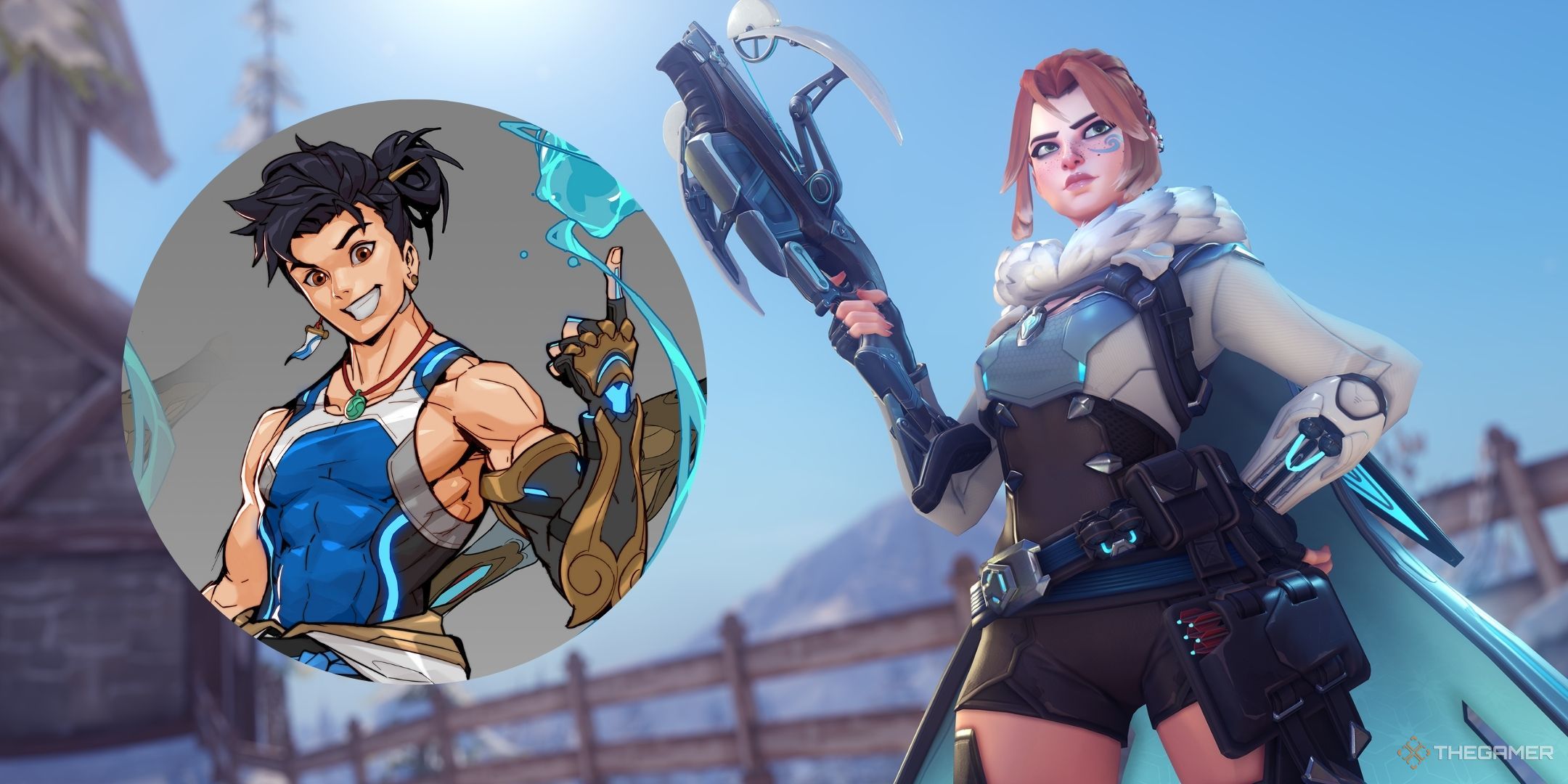 Two new Overwatch heroes. One is a water bender called Aqua. The other is a crossbow user called Freja