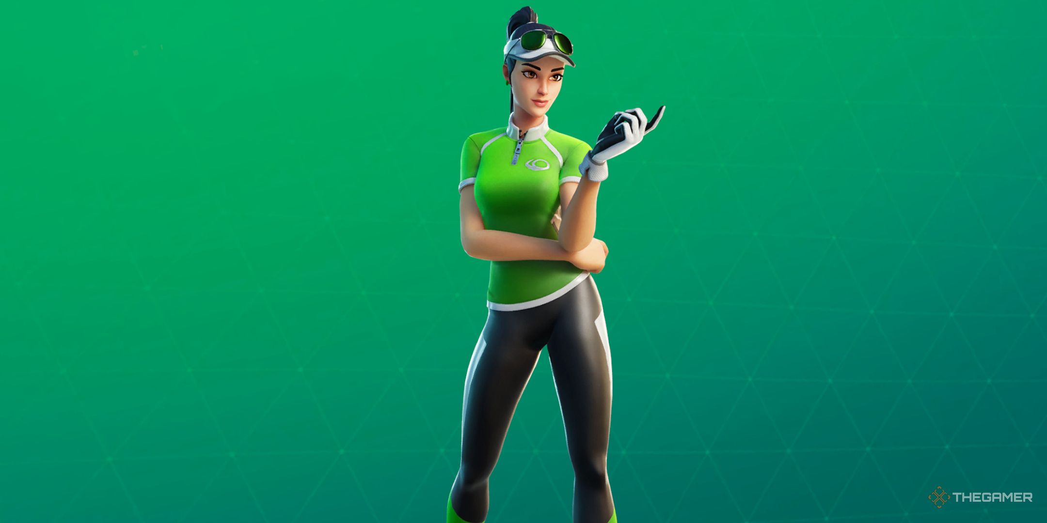 Par Patroller in Fortnite pointing her finger.