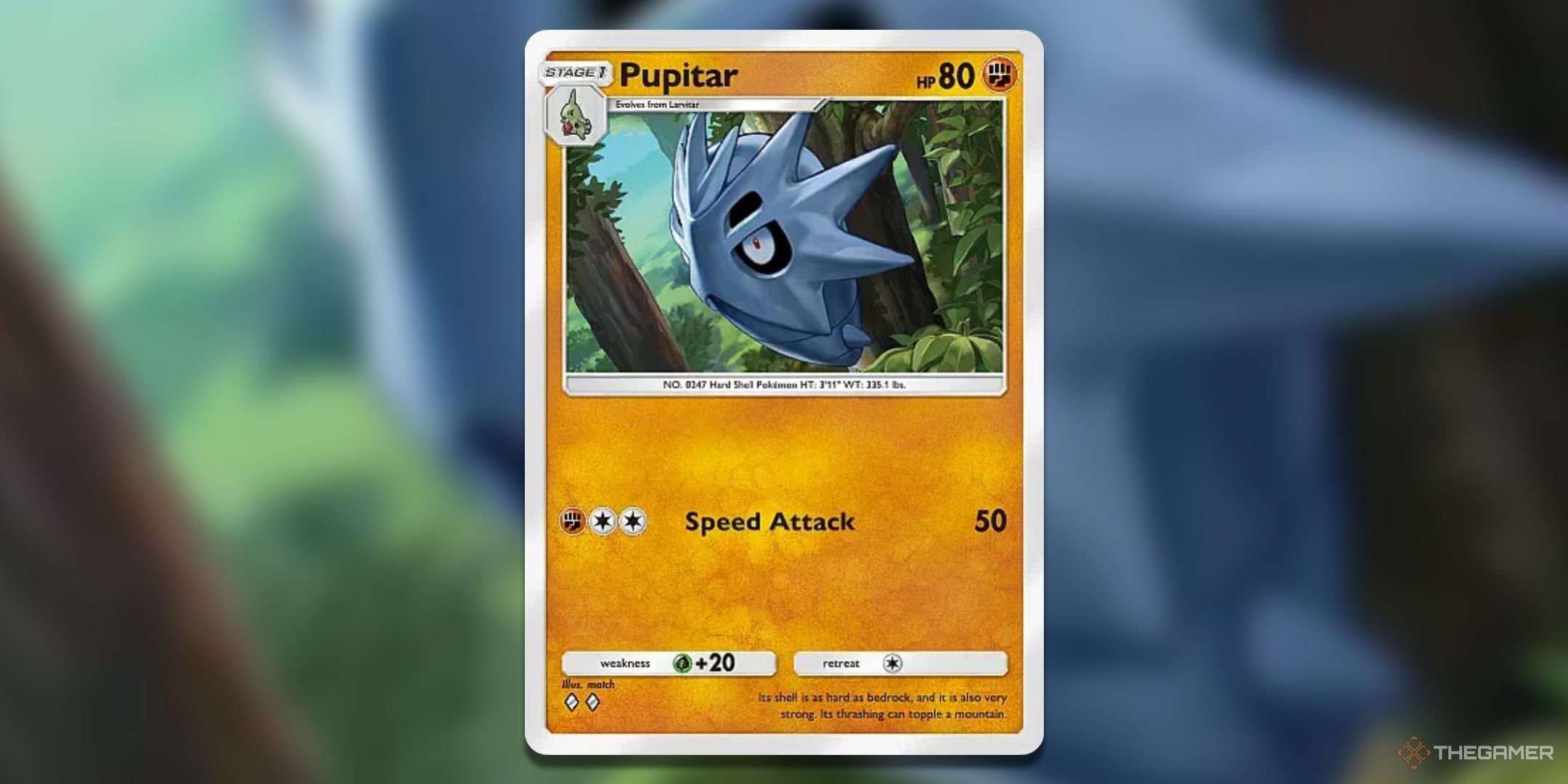 Pupitar Pokemon TCG Pocket Triumphant Light Card Art.