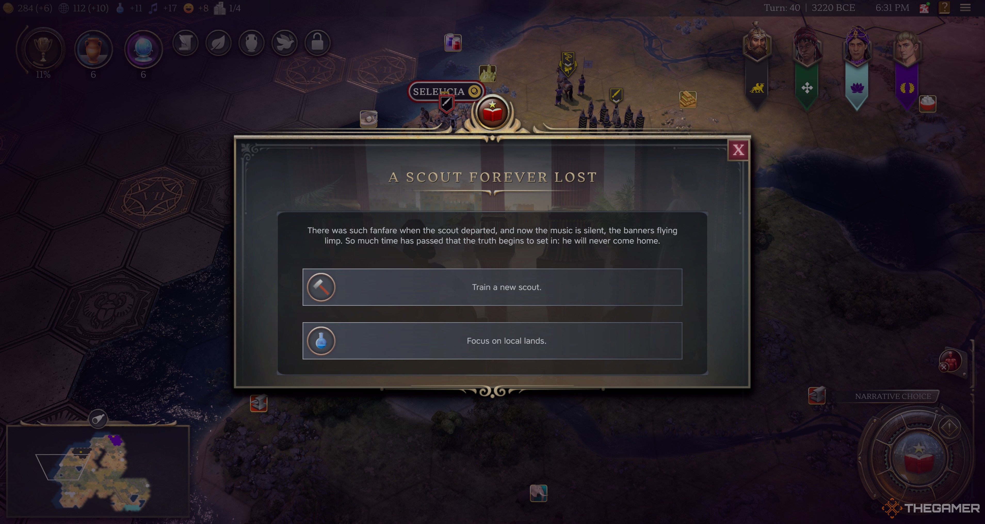 Sad scout death message in Civilization 7