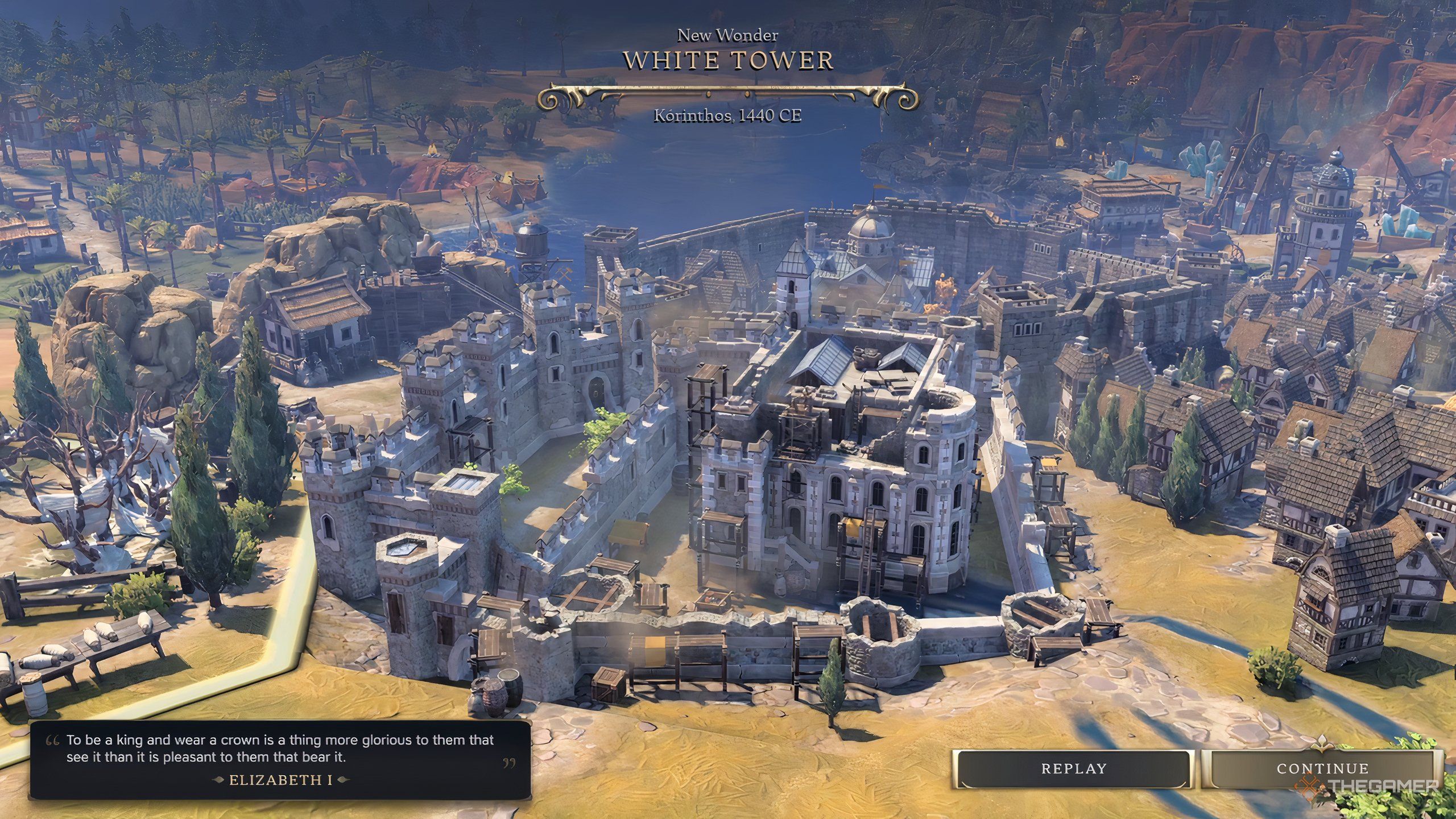 The White Tower wonder being constructed in Civilization 7.
