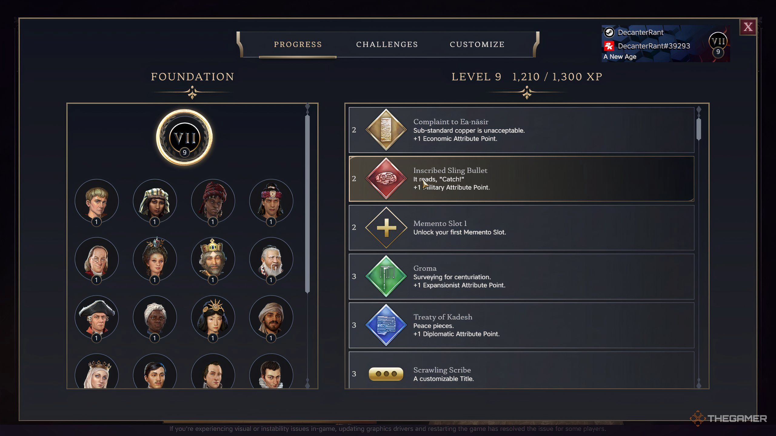 The Foundation Path progression screen in Civilization 7.