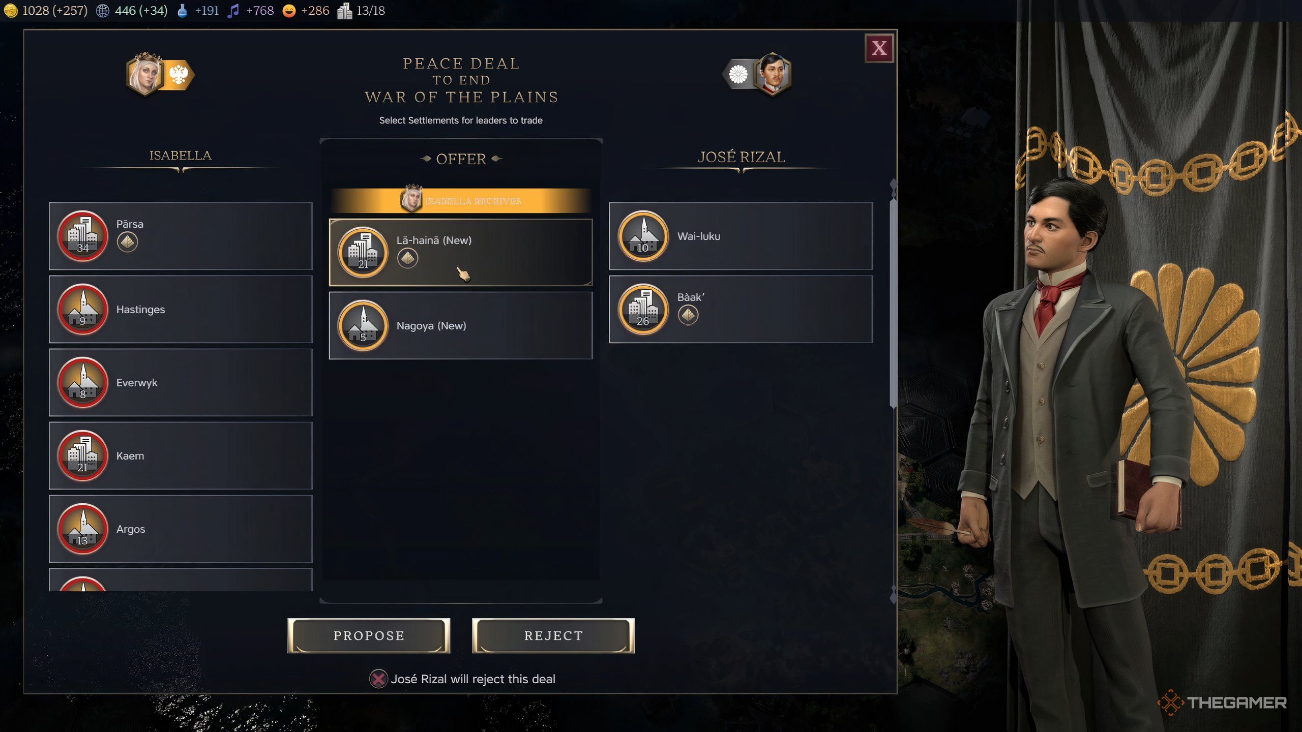 Two leaders negotiating a peace treaty in Civilization 7.