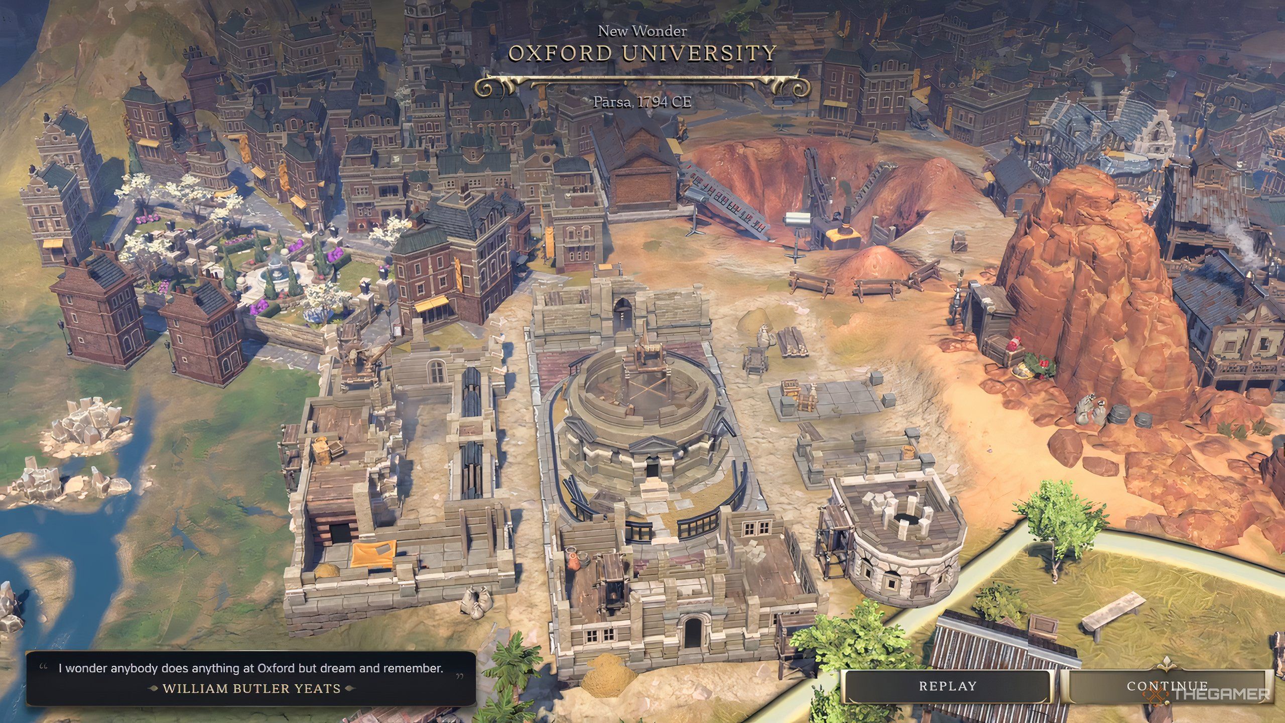 The Oxford University Wonder being built in Civ 7.