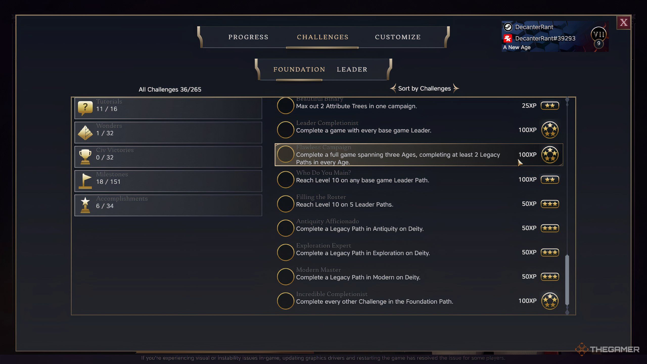 Various challenges for the Foundation Path in Civilization 7.