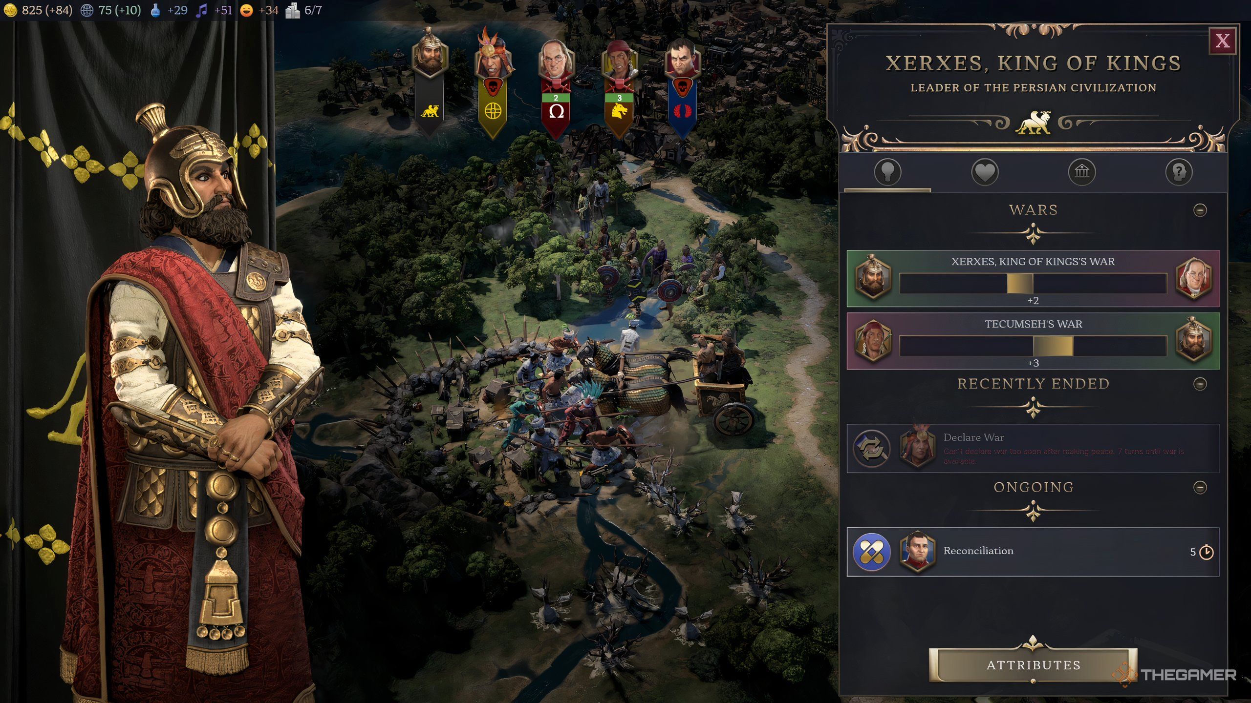 Xerxes, King of Kings active wars in Civ 7.