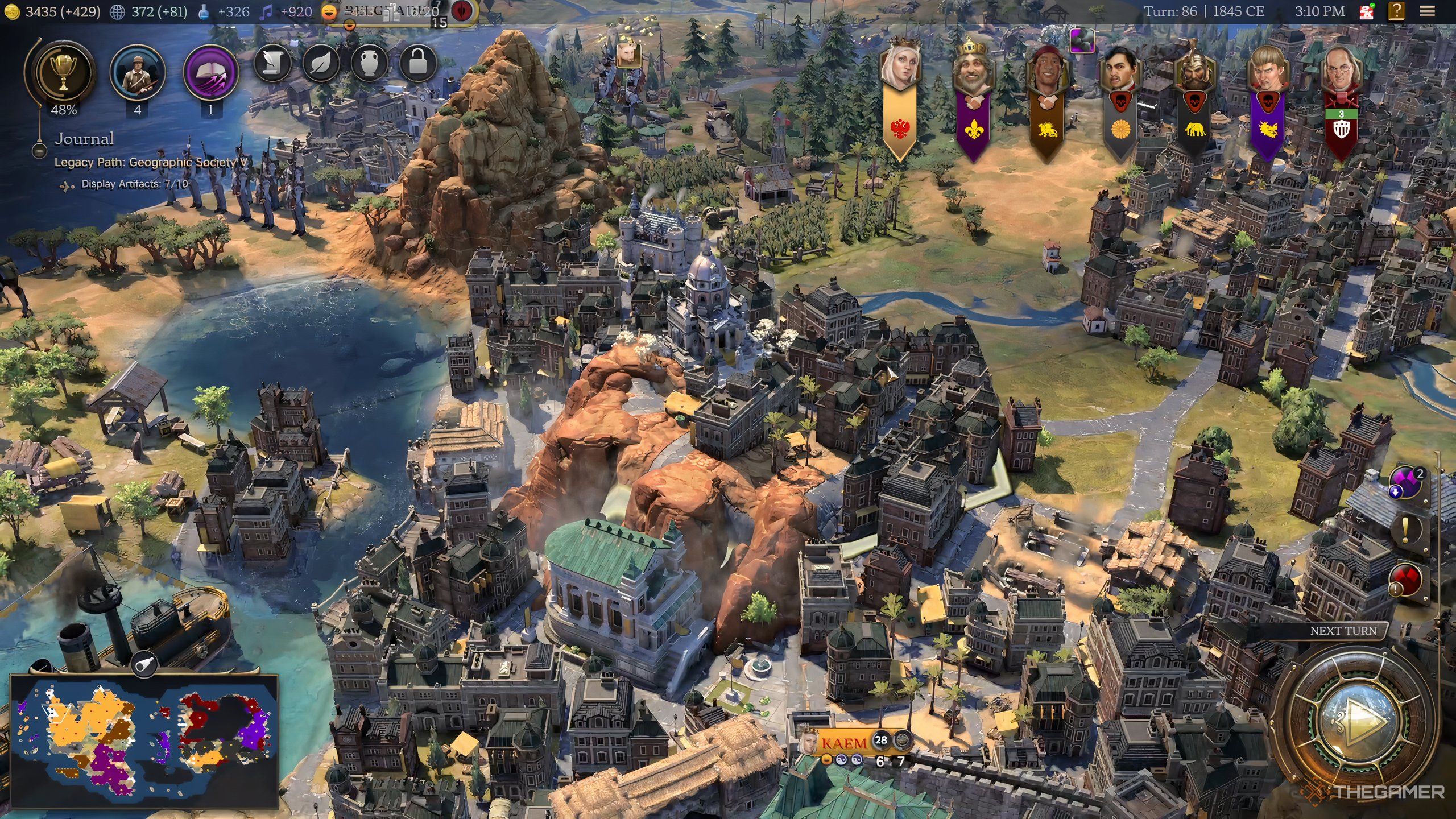 A view of a large industrial city in Civilization 7. 