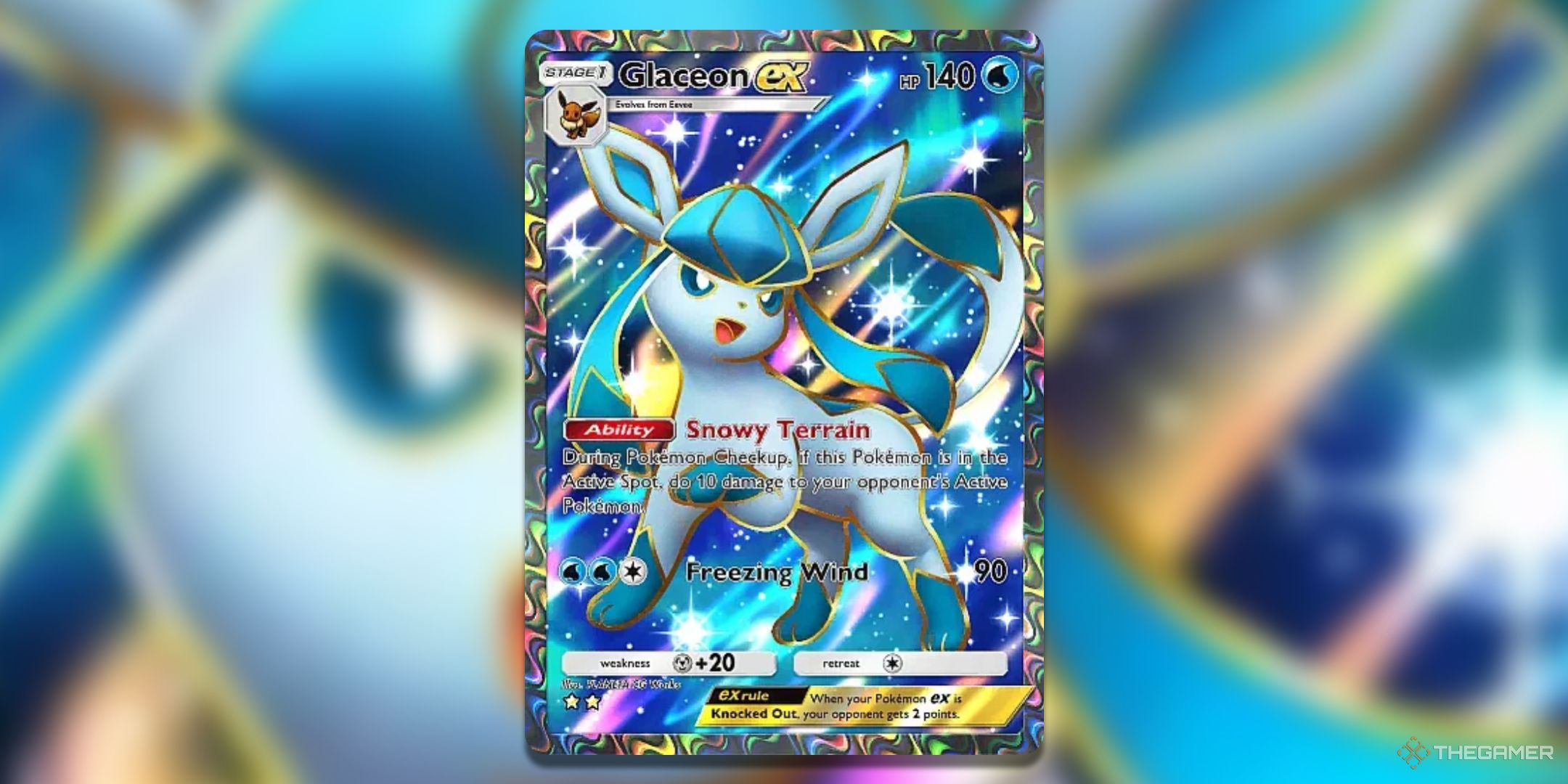 Super rare Glaceon ex Pokemon TCG Pocket Triumphant Light Card Art.