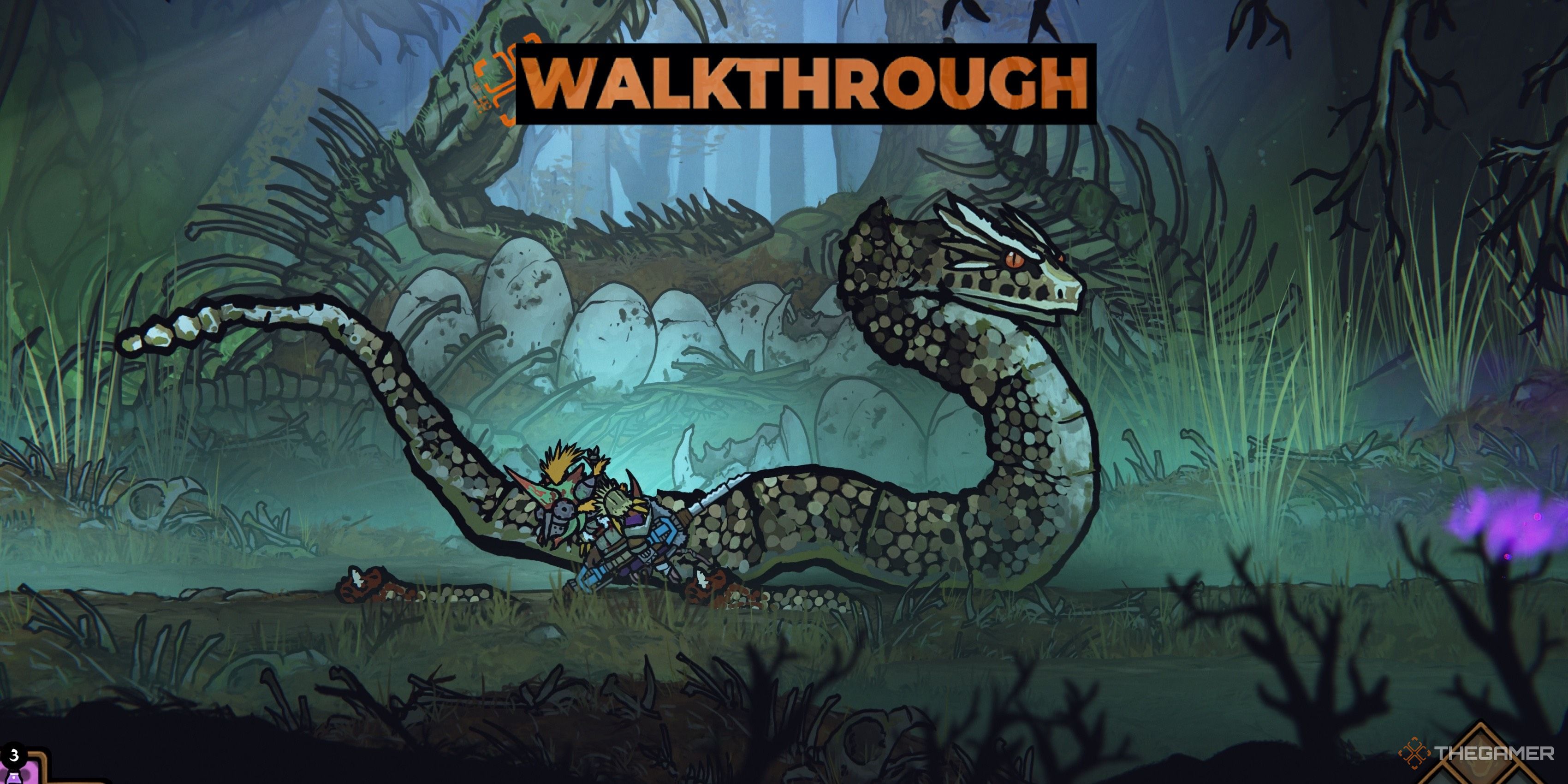 Arlo stabs at a Slither Scale during Hunt The Slither Scale in Tails Of Iron 2: Whiskers Of Winter.