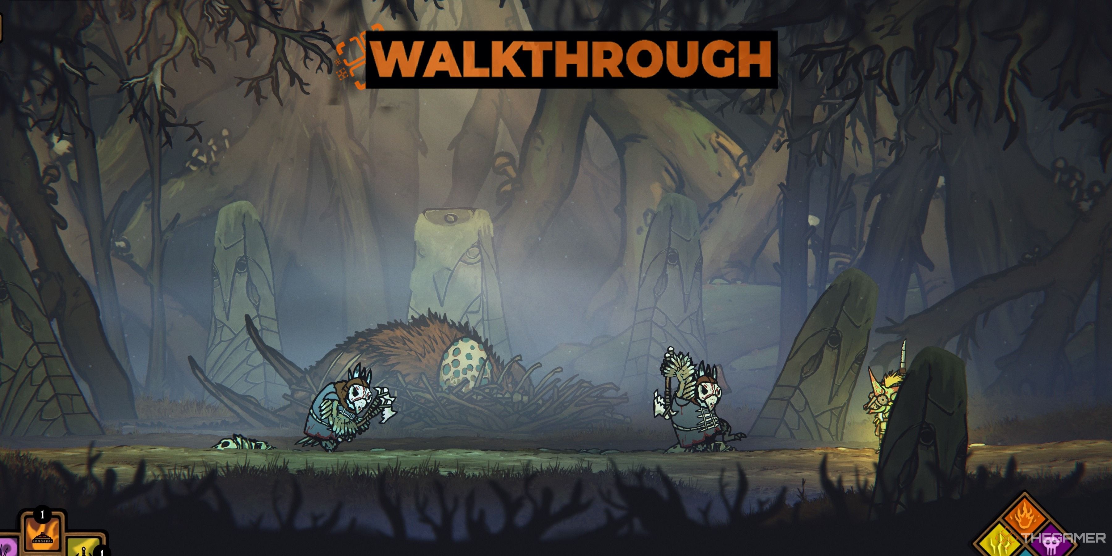 Arlo fights WereOwls during Scorch The Forest in Tails Of Iron 2: Whiskers Of Winter.