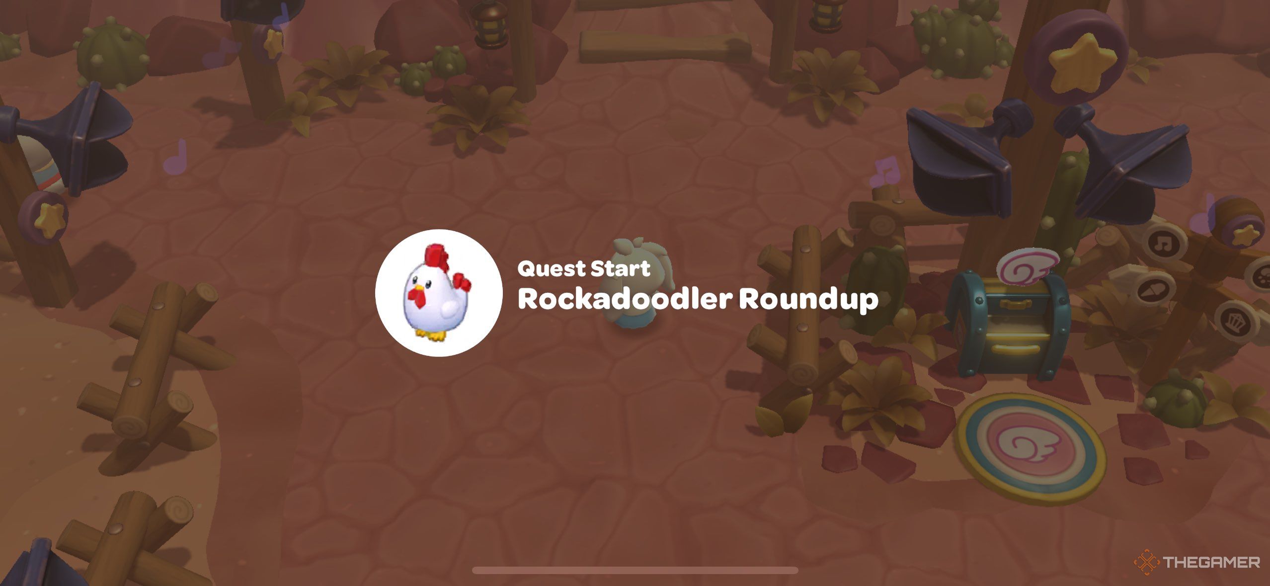 The Rockadoodler Roundup quest starting in Hello Kitty Island Adventure.