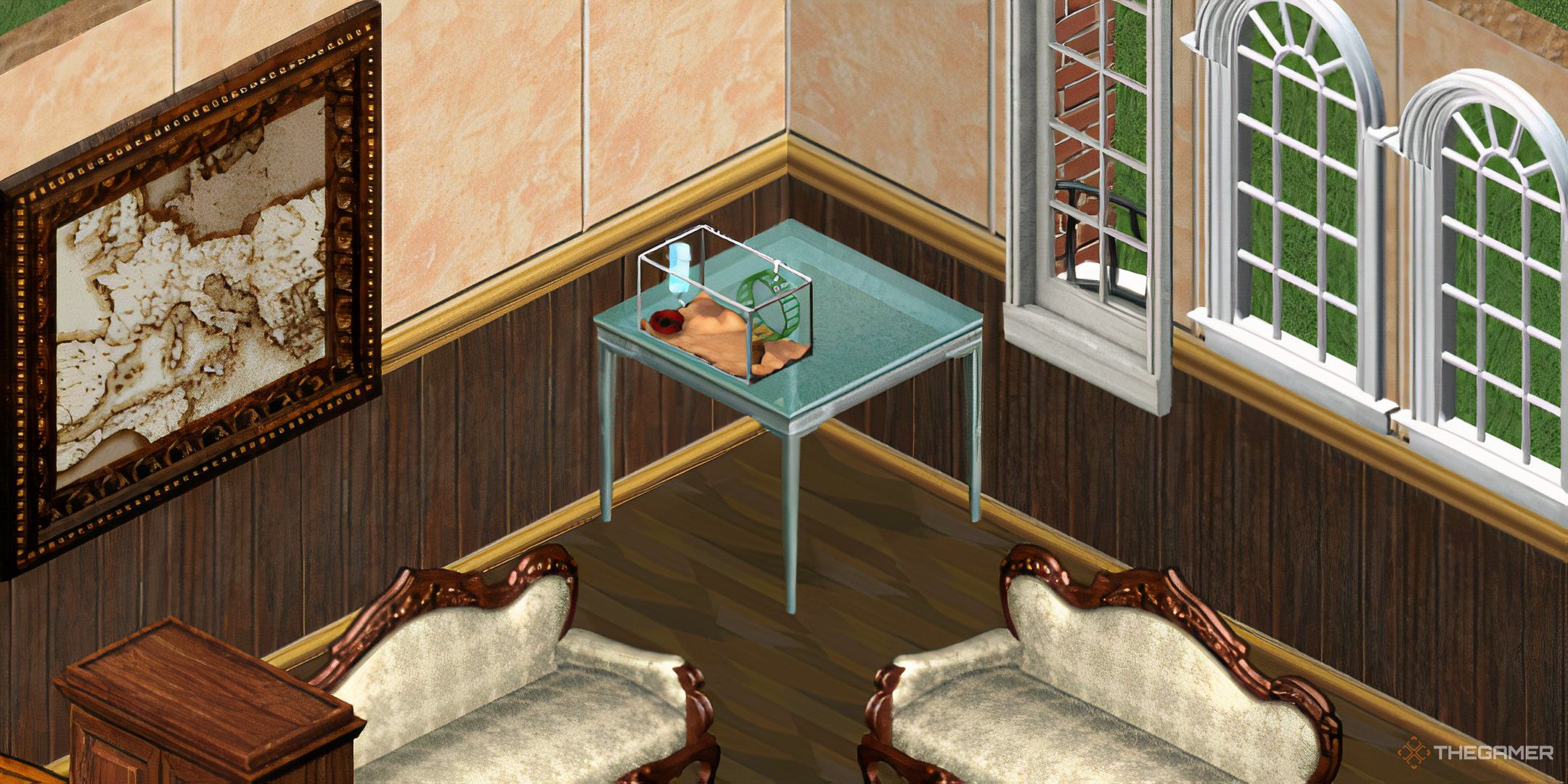 The sims 1 guinea pig on a table