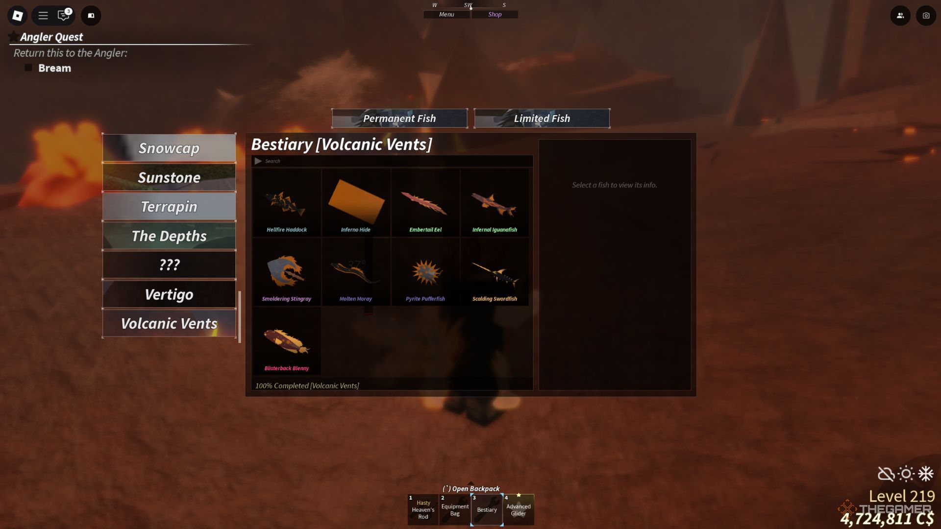 How to complete the volcanic vents bestiary in fisch roblox