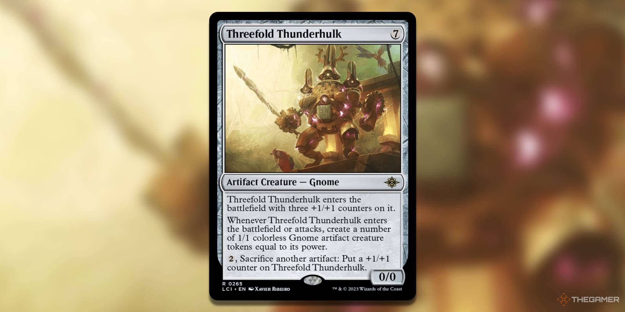 The Threefold Thunderhulk card, from The Lost Caverns of Ixalan.