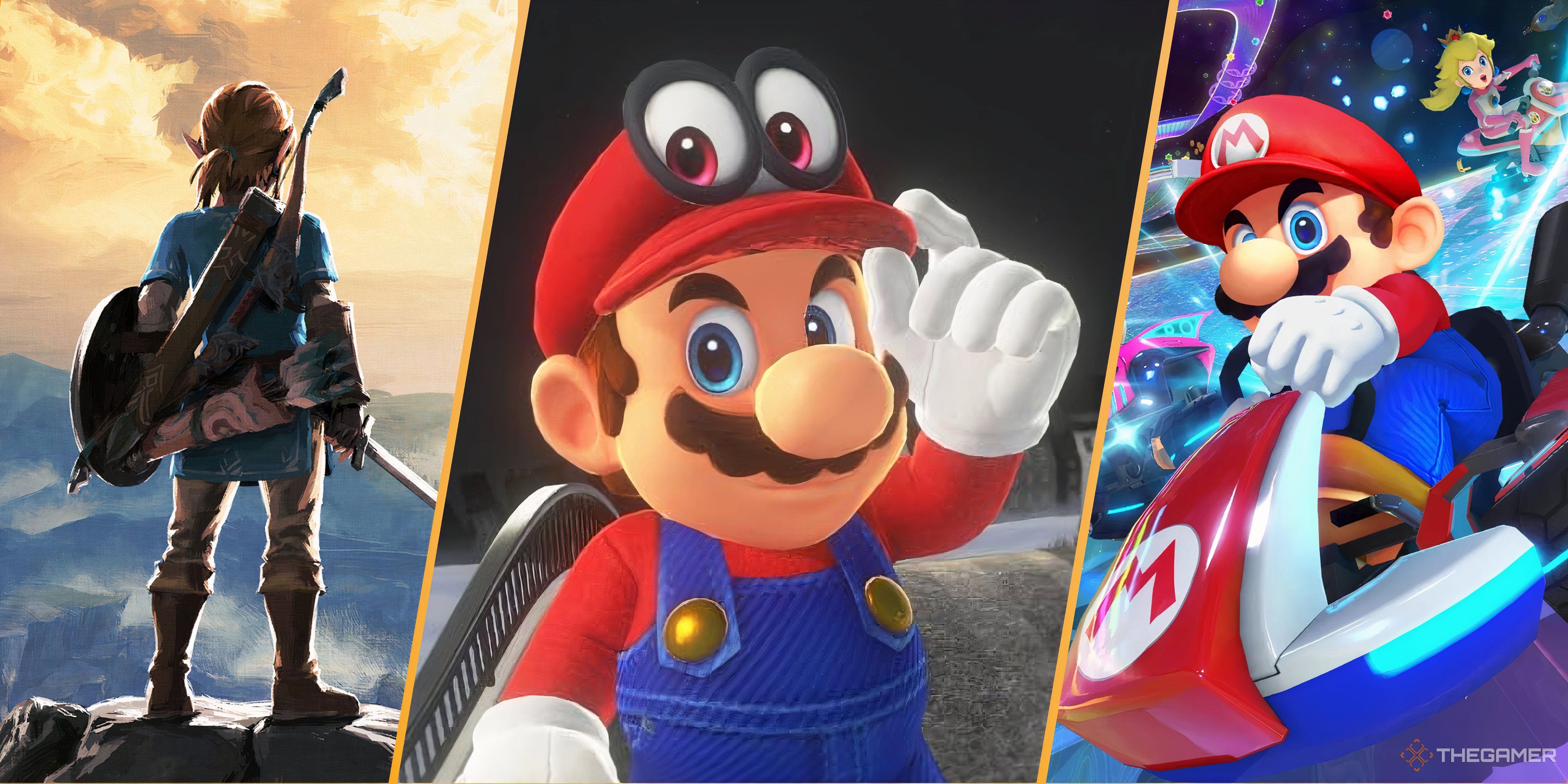 link in breath of the wild, and mario in odyssey and mario kart 8 deluxe.