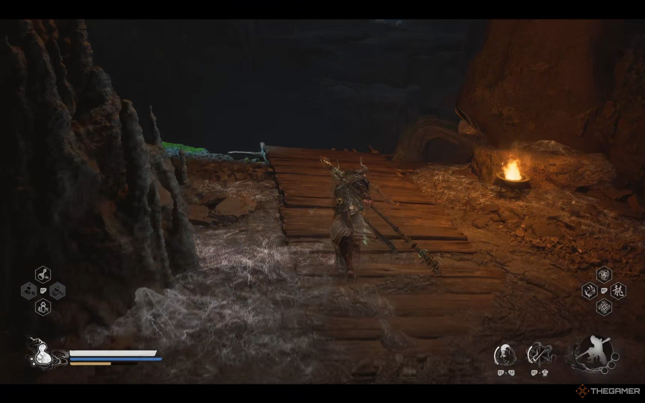 Wukong is in the Upper Hollow, he&rsquo;s dropping down to the left ledge.