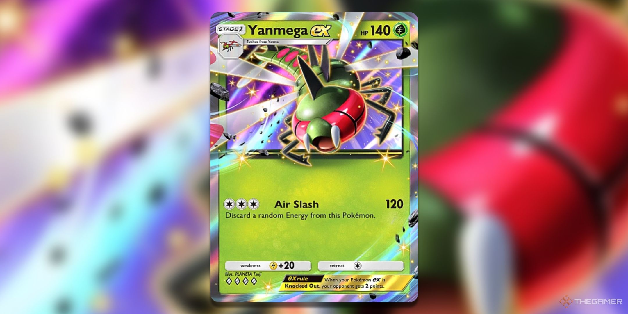 Yanmega ex Pokemon TCG Pocket Space Time Smackdown Card Art.