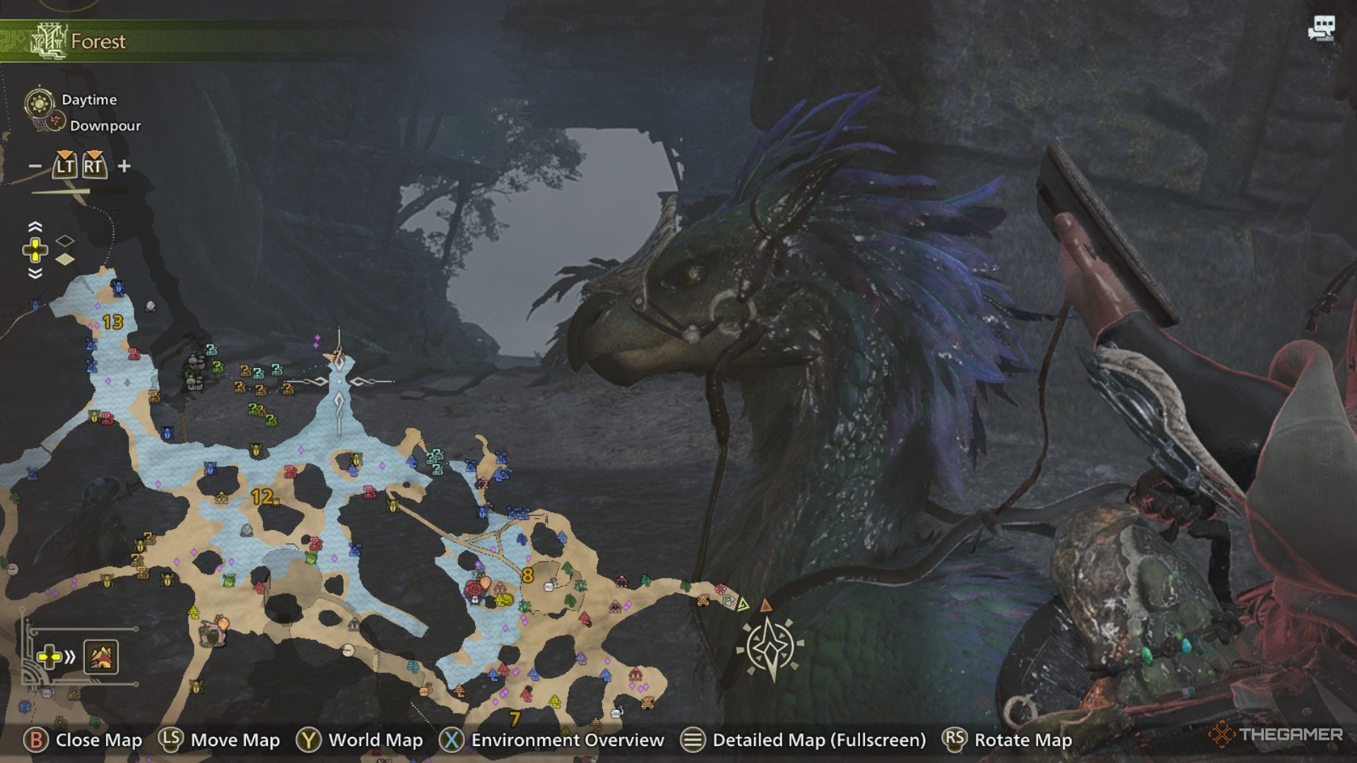 The image shows the Drifting Sea Pot's location on the map in Scarlet Forest in Monster Hunter Wilds.