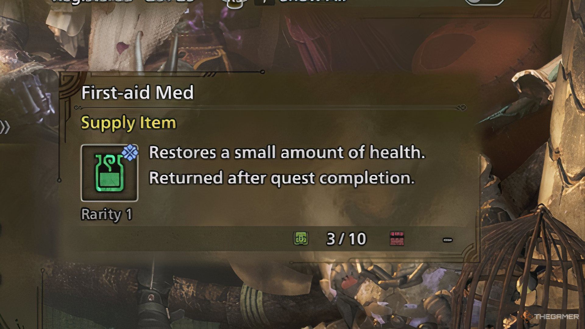 The image shows the First-Aid Med in Monster Hunter Wilds.