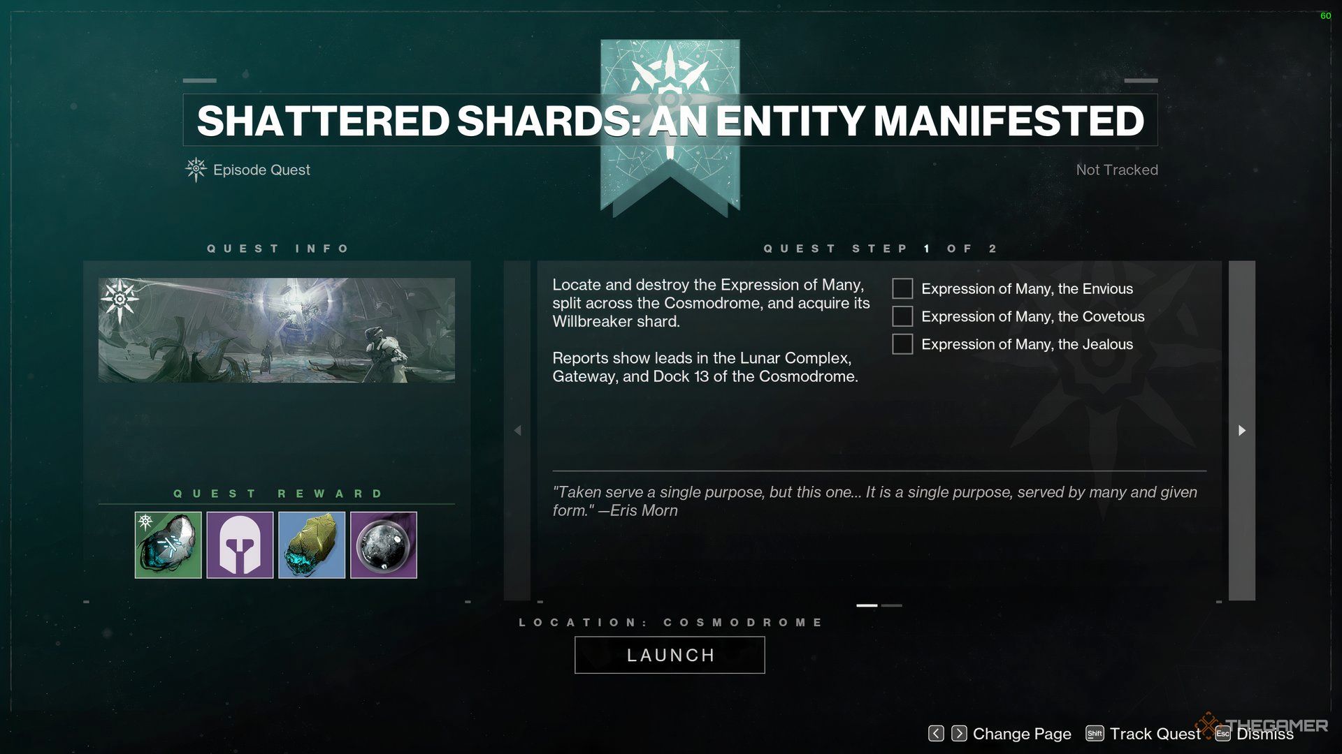 An overview of Shattered Shards: An Entity Manifested questline in Destiny 2: Heresy.