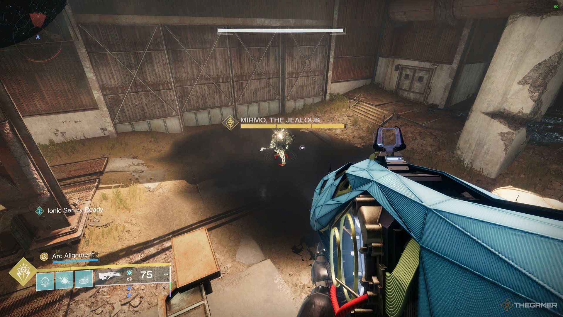 Guardian aiming at Mirmo, The Jealous in an open room, next to The Steppe (Landing Zone) in Cosmodrome.