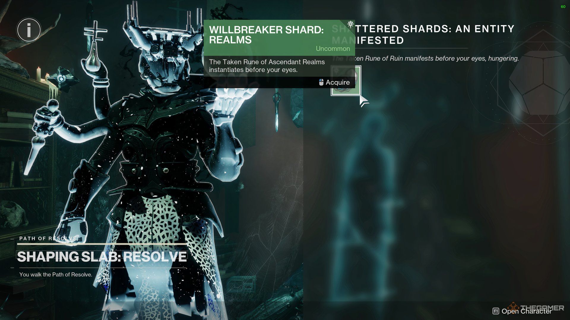 Guardian acquiring the Willbreaker Shard: Realms as a reward for defeating all three Expressions of Many in Destiny 2: Heresy.