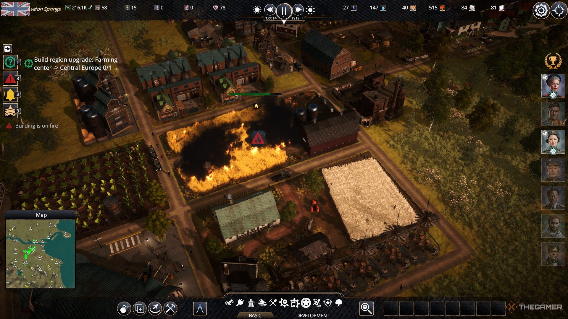 a fire breaks out in a grain field in kaiserpunk.