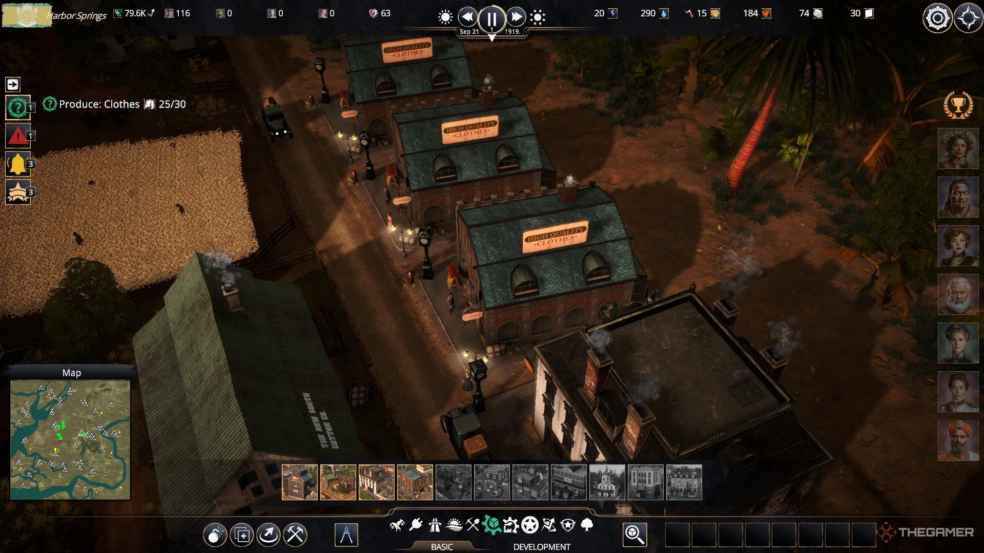 a row of clothiers near a weaver and cotton field, streamlining clothing production in kaiserpunk.
