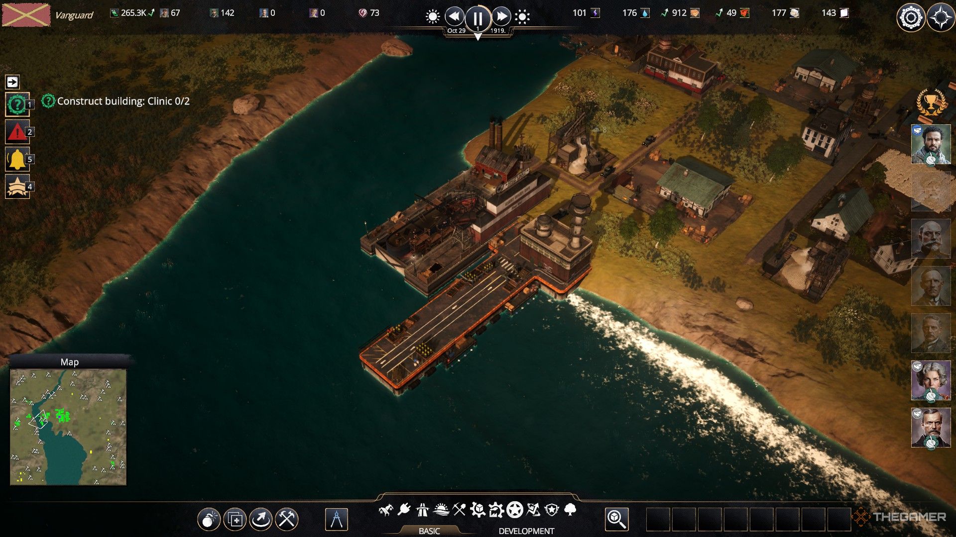 a shipyard and naval base are placed along the coast in kaiserpunk.