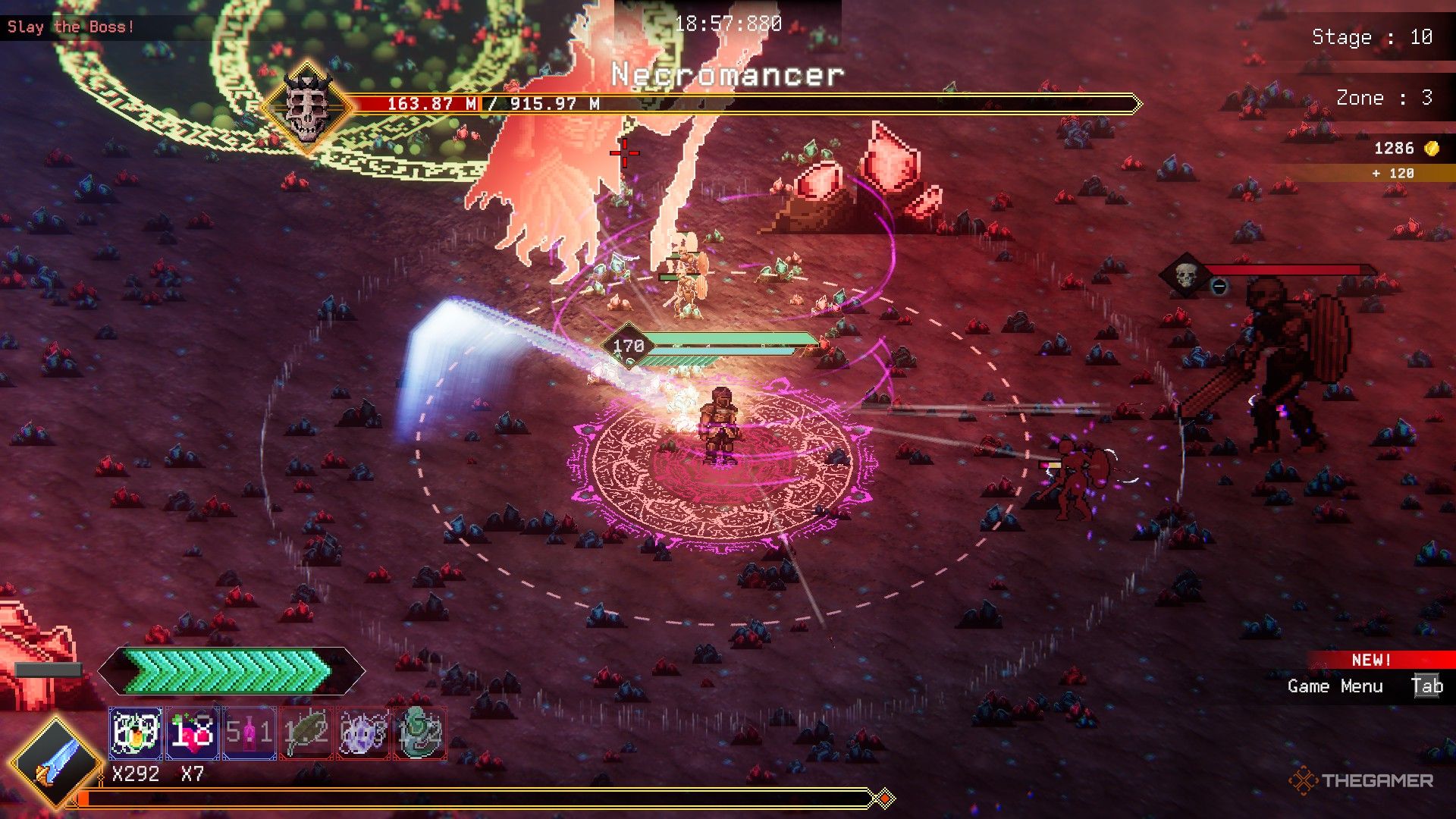 Rogue Genesia&rsquo;s knight faces off against the necromancer using a crystal sword
