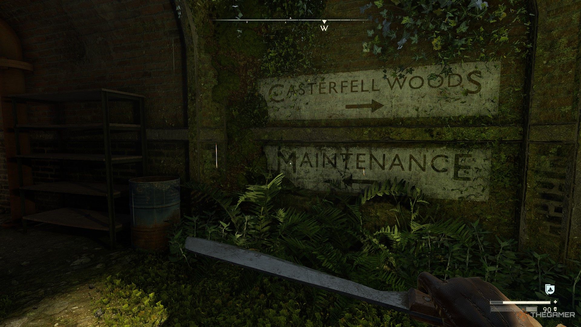 Indicators pointing to the custafelwoods and the maintenance room in the atom fall.