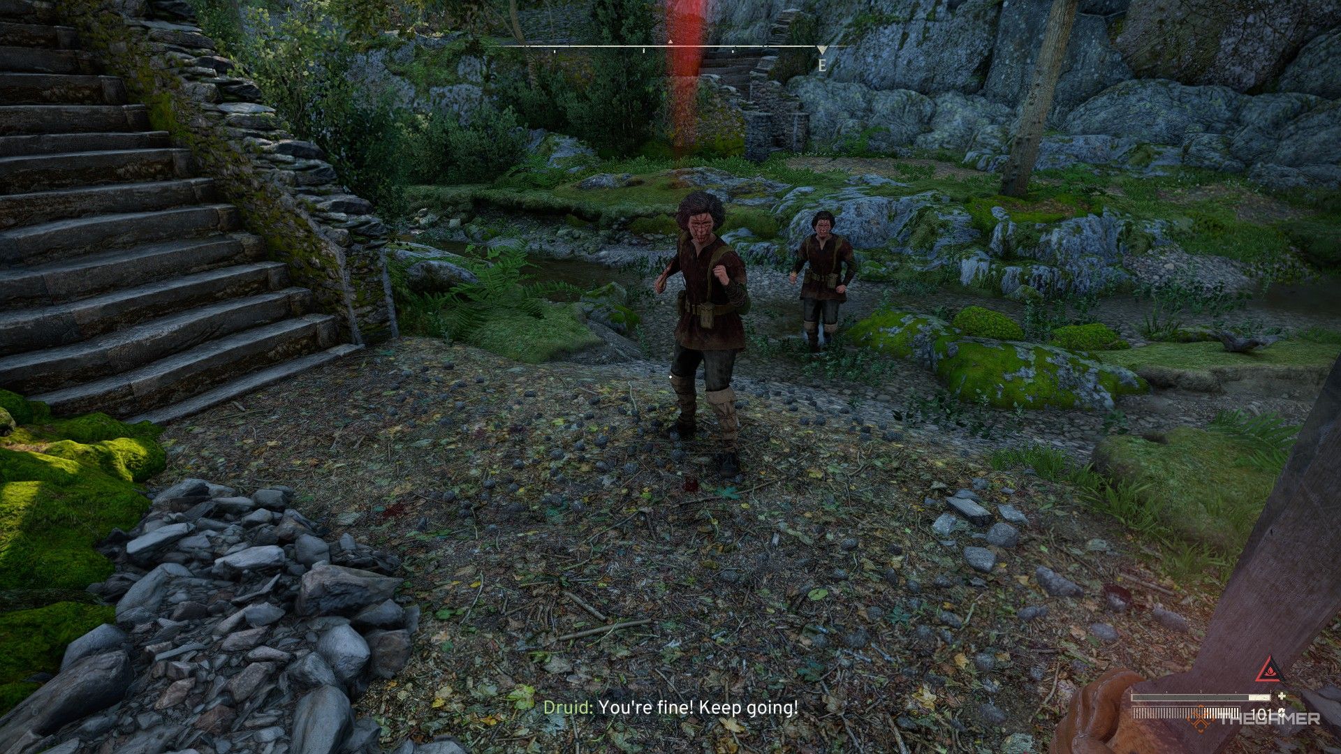 the player is pursued by two druids while at low health and at risk of the bleeding status effect in atomfall.