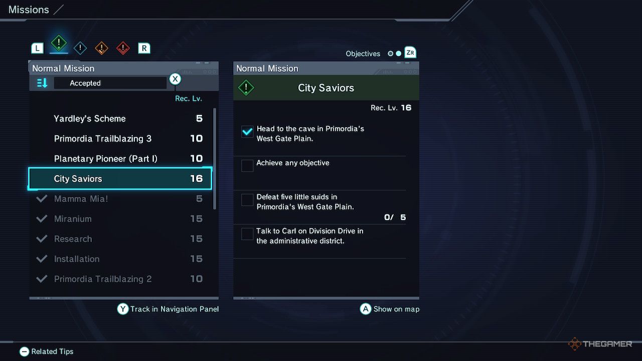 اهداف Quest City Saviors در Xenoblade Chronicles X نسخه Definitive Edition.