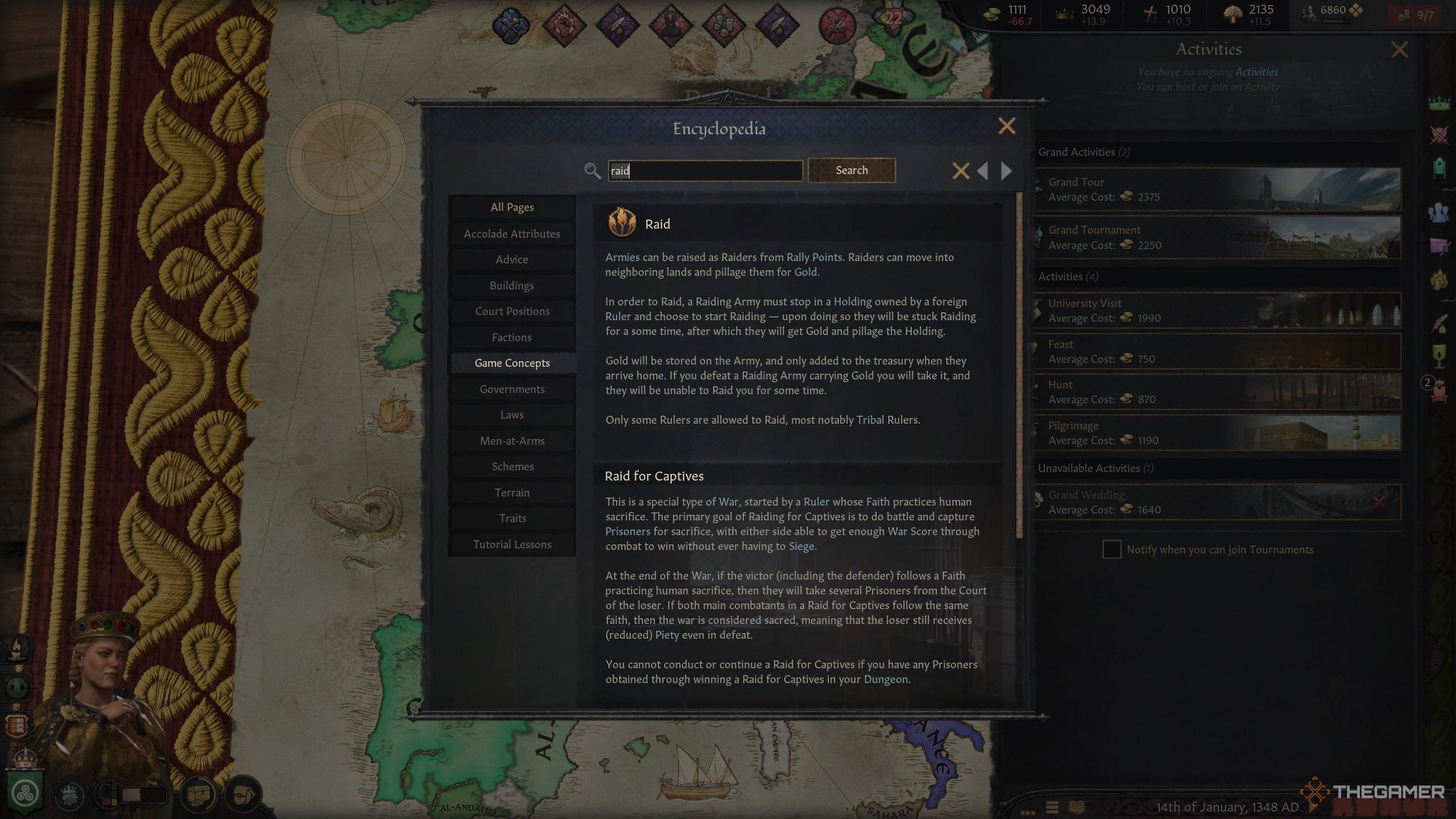 Details of raids in the Crusaders Kings 3.