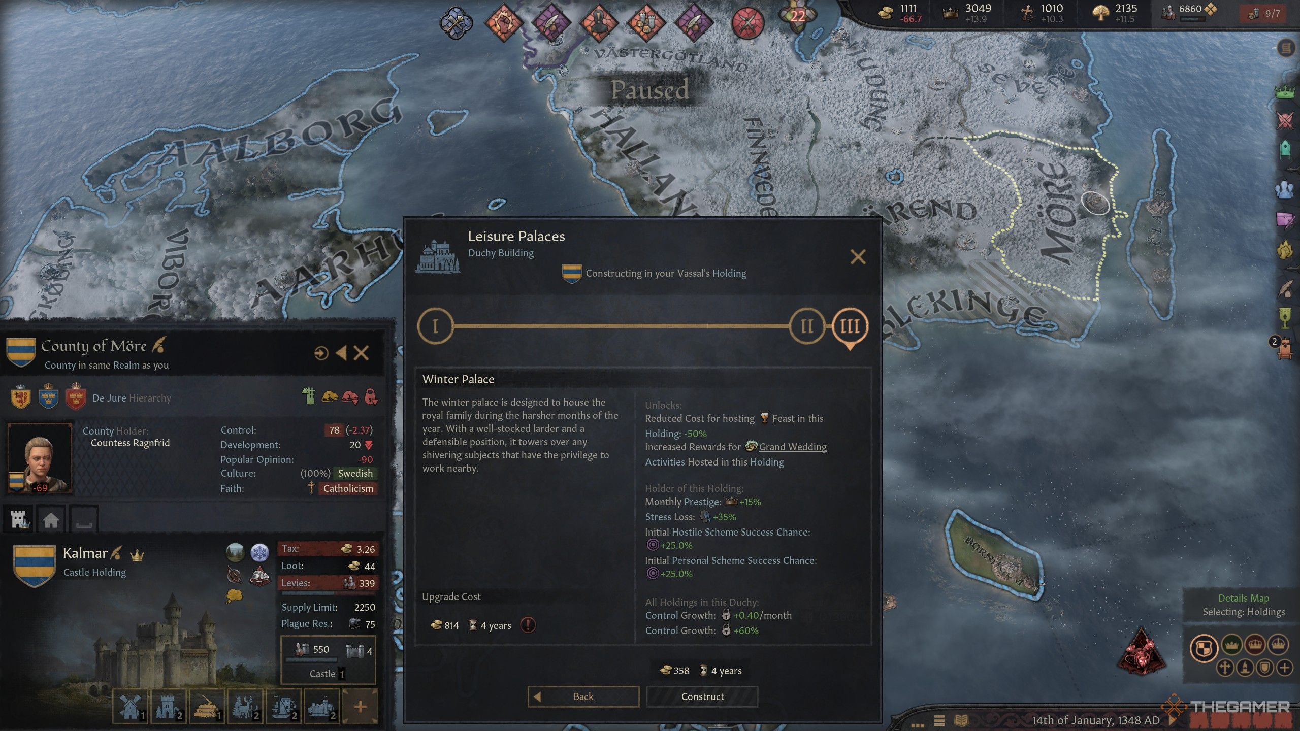 ساختمان کاخ های اوقات فراغت در Crusader Kings 3 و به روزرسانی های آن.