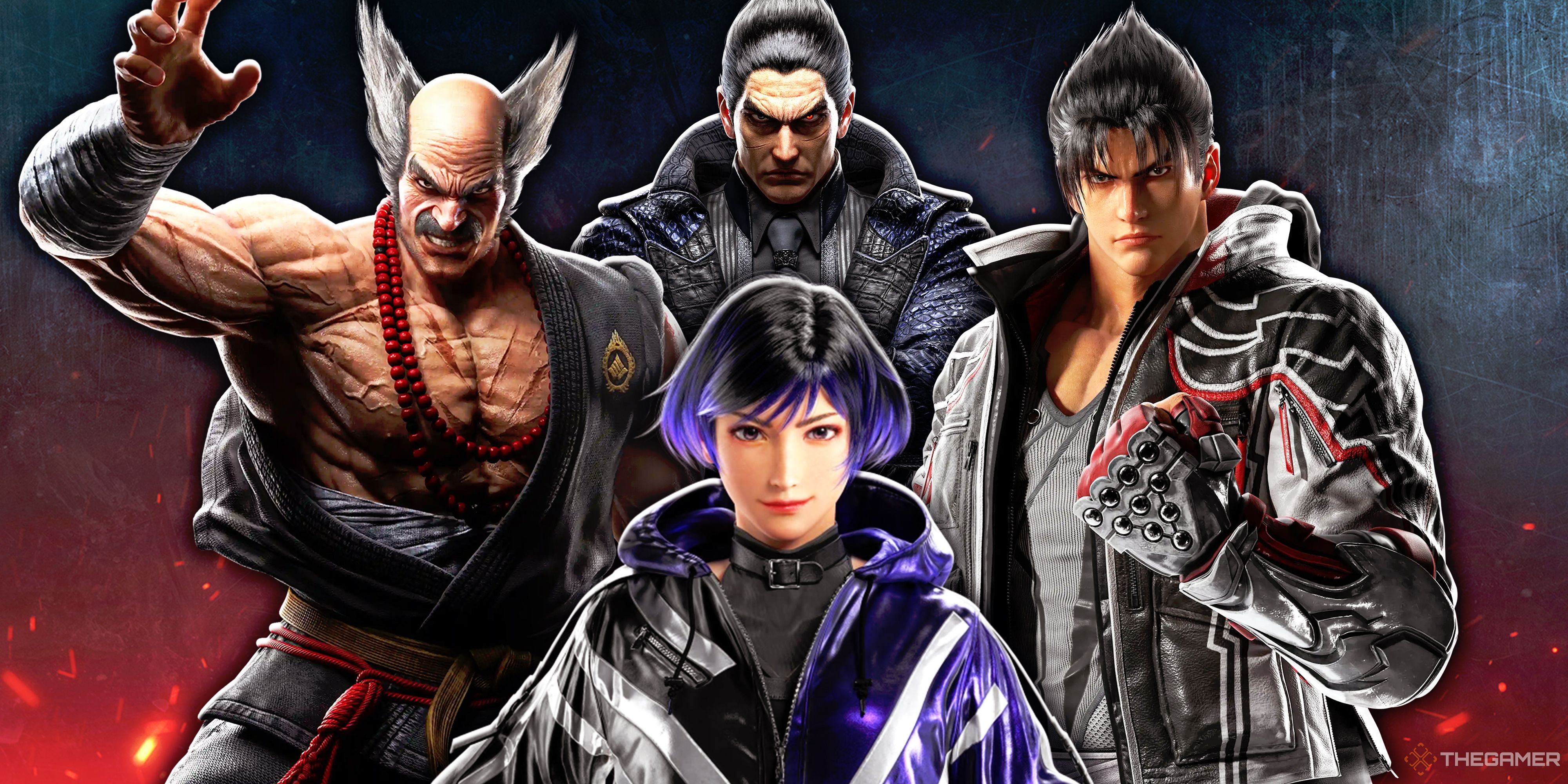 Heihachi Mishima, Reina, Kazuya Mishima and Jin Kazama.