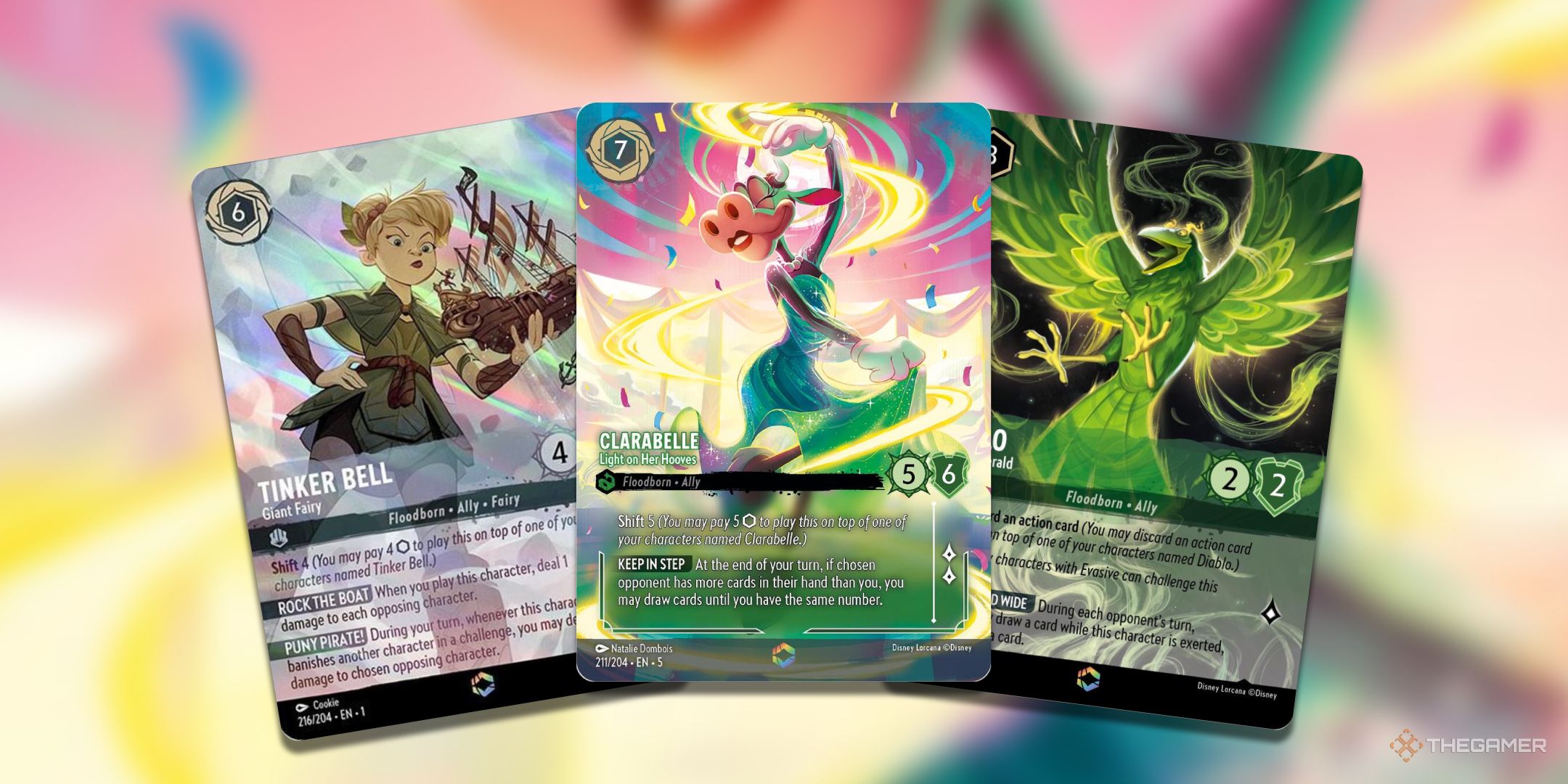 A collage of powerful Shift cards from Disney Lorcana.